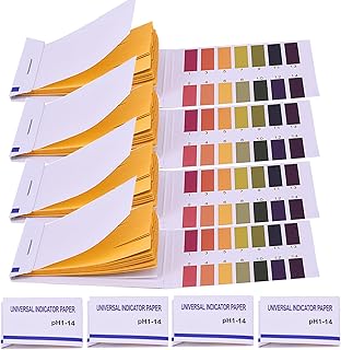 4 Packs/320Pcs PH Test Strips, 1-14 pH Strips Tester Litmus Paper pH Test Strips Litmus Paper Saliva pH Test Strips for Water Soil Drinks Vinegar Saliva Urine Food Cosmetic Solutions Soap hydroponics