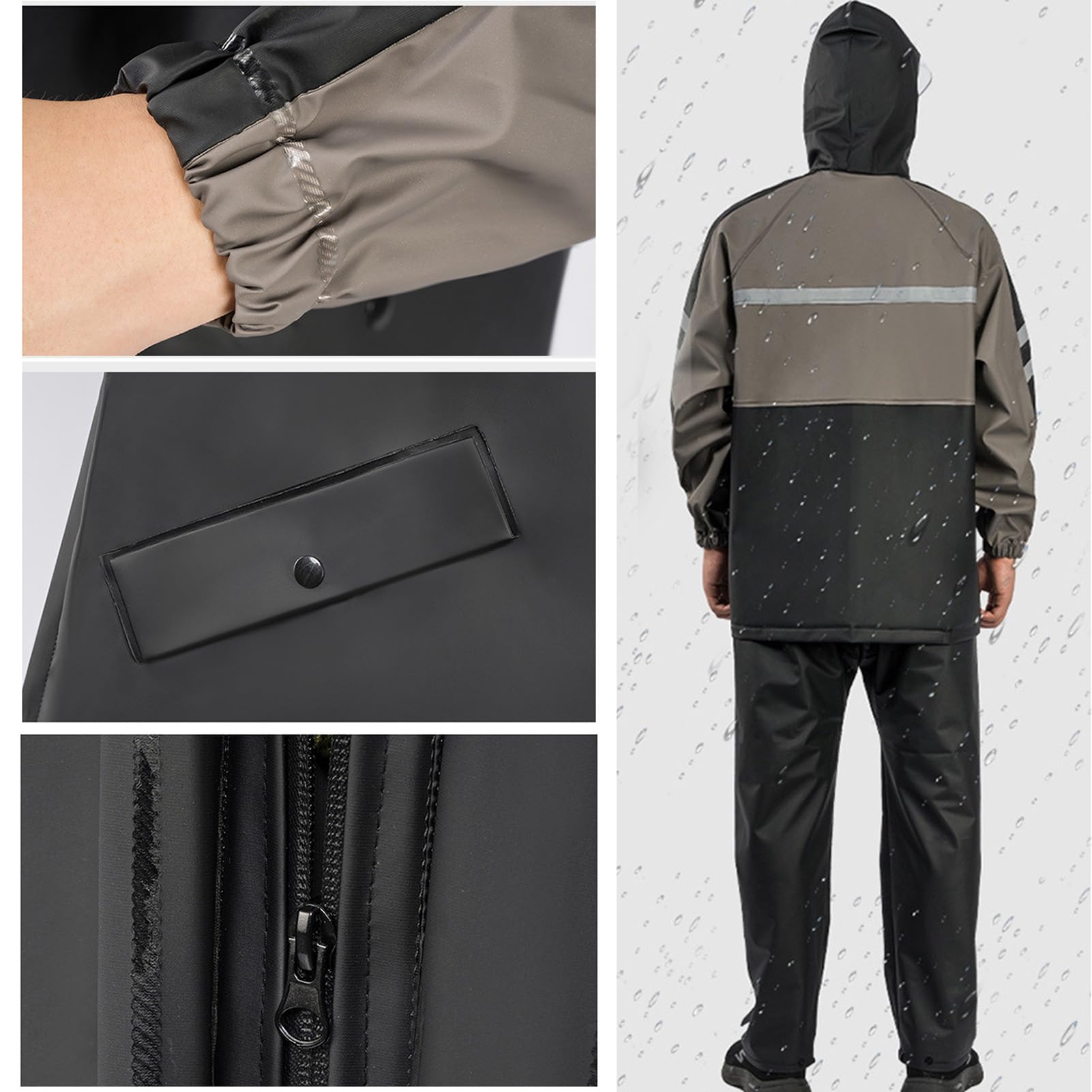 Regenanzug Strickgewebe wasserdichte Sicherheit Reflektierende Regenjacke Ganzkörper Regendichte Regenjacke Regenhose
