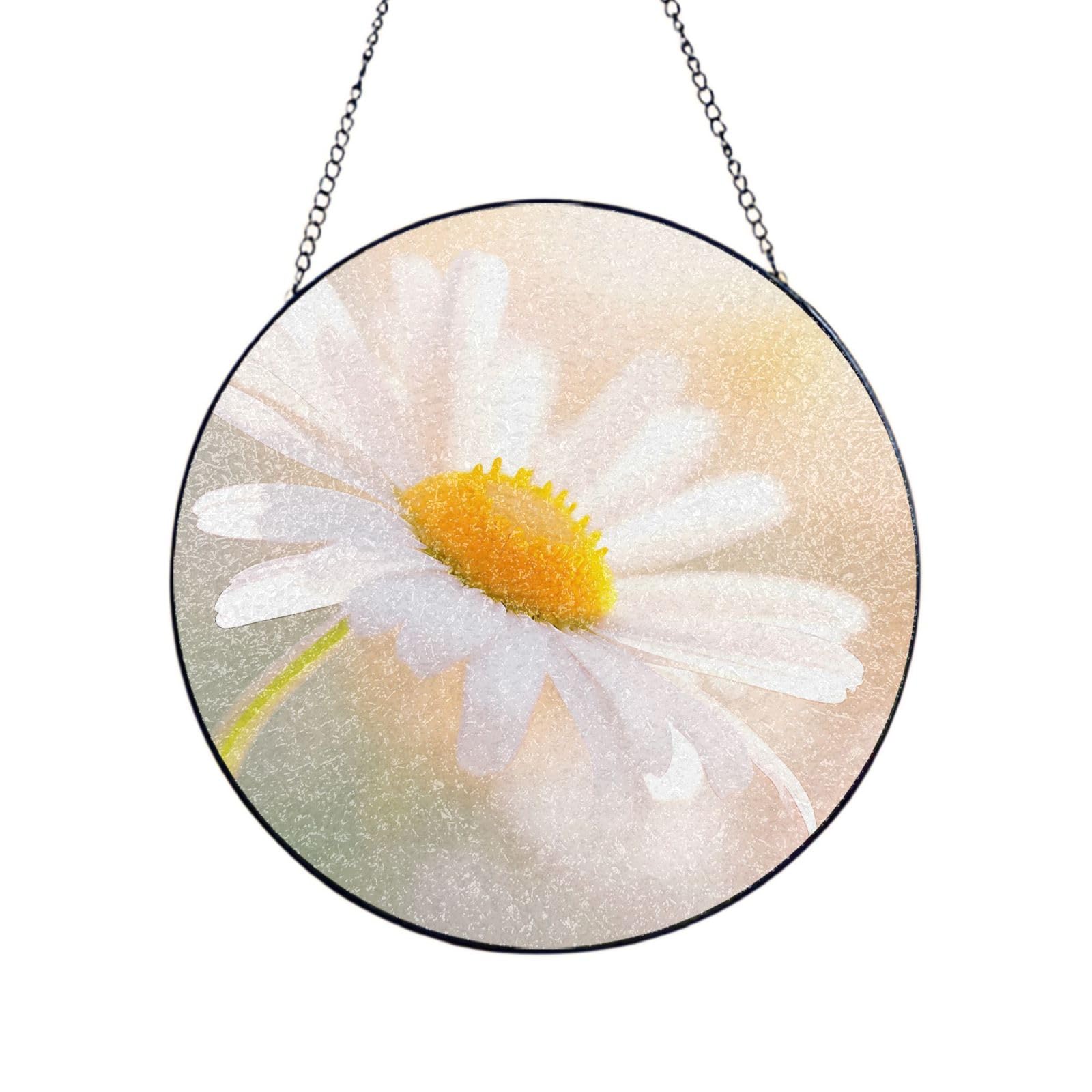Phayah Daisy Print Stained Glass Window Hanging Sun Catchers Decoration Mother'S Day Birthday Gifts For Home Garden Porch 8in（20cm）