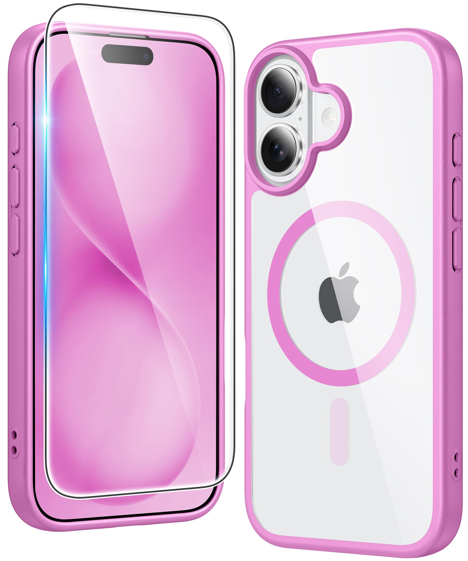 FNTCASE for iPhone 16 Plus Case Compatible with Magsafe Clear Phonecase | Screen Protector, Military Grade Drop Protection, Slim Magnetic Phone Cases, Shockproof Bumper, Transparent Cell Cover
