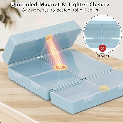 Vista 75 de FYY - 2 pastilleros diarios con 7 compartimentos para pastillas, para viaje, diseño plegable, para guardar vitaminas, aceite de hígado de bacalao