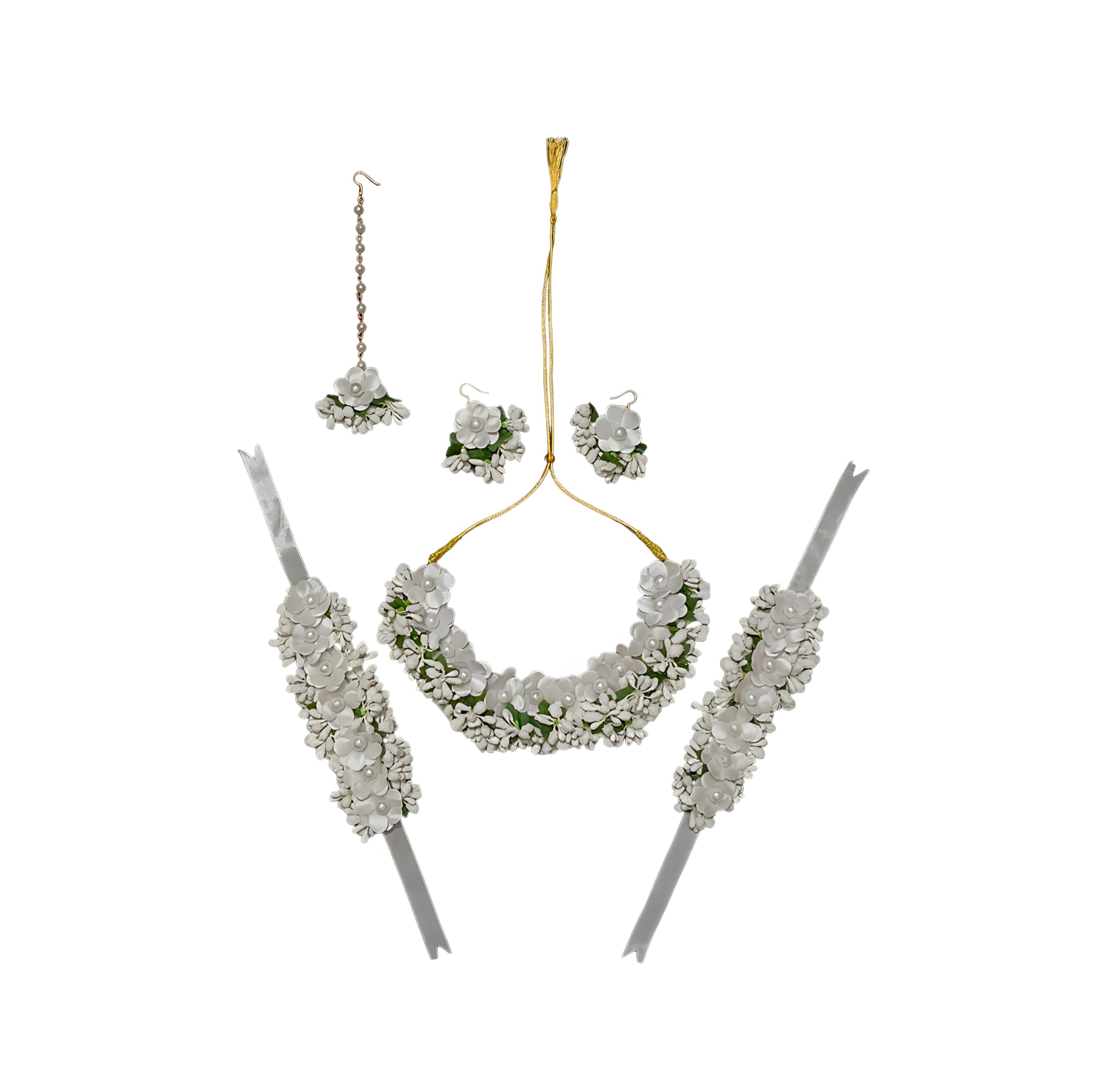 Handmade White Jewellery Set for Haldi, Baby Shower, Mehendi, Godbharai, Wedding or Special Occasions for Women & Girls (B0D6RF64J2) Amazon Price History, Amazon Price Tracker