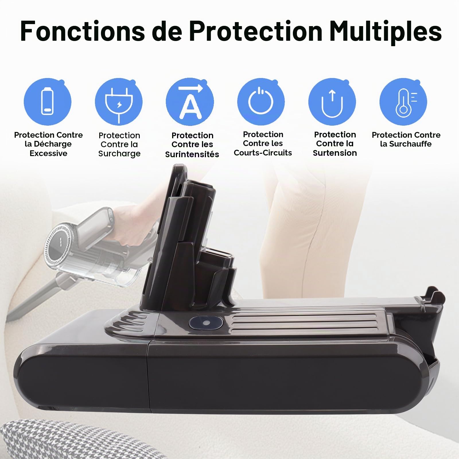 Batterie de Remplacement MXJFYY 25,2 V 3900 mAh V11 SV14 Compatible avec aspirateur sans Fil Dyson V11 (à Visser) SV14 Absolute Complete Fluffy avec Couvercle (ne Convient Pas aux modèles à Bouton)
