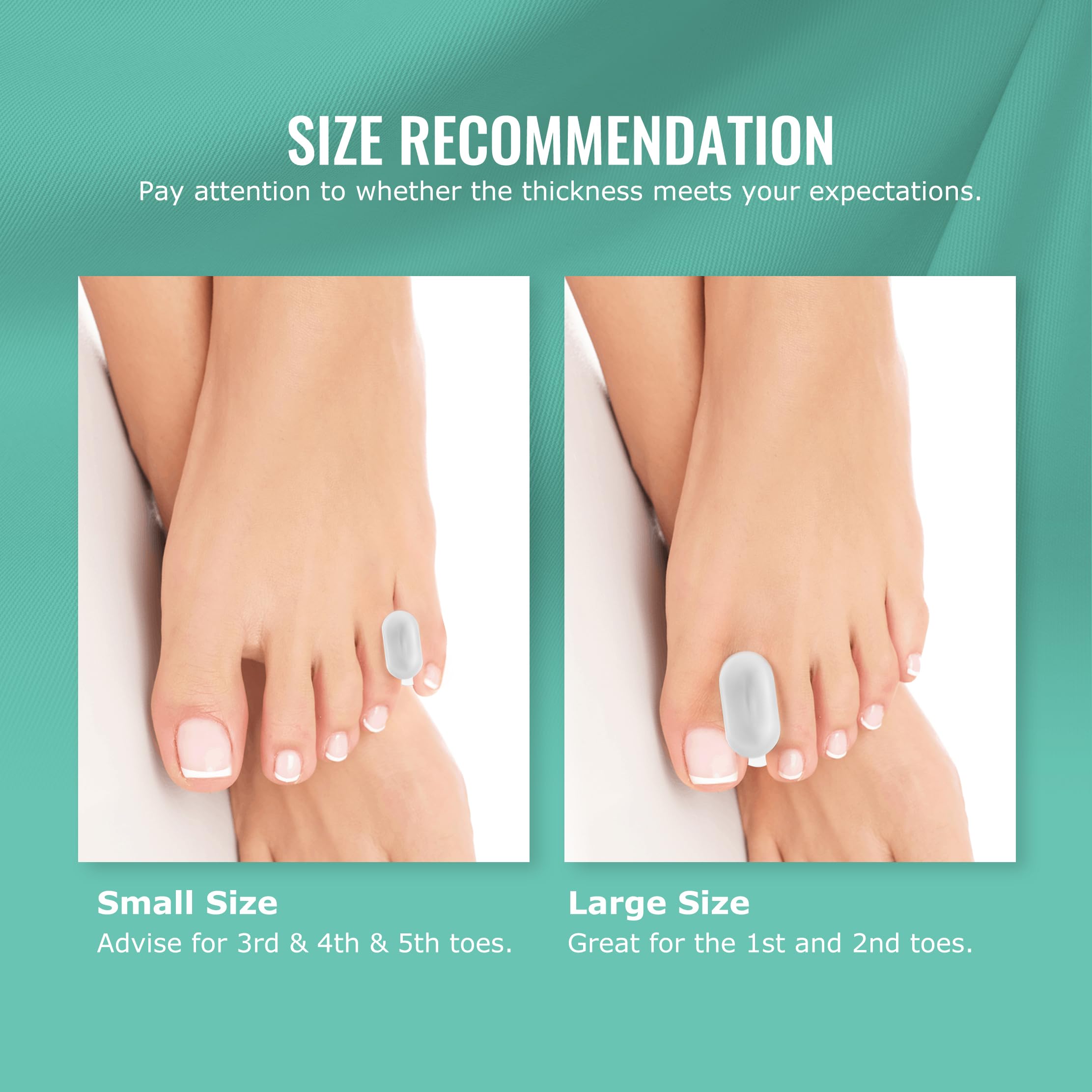 Welnove - Distanziatori per dita dei piedi in gel aggiornato - Confezione da 8 pezzi con estratto di Aloe Vera e silicone per raddrizzare le dita dei piedi sovrapposte(Multi-Size, Clear)