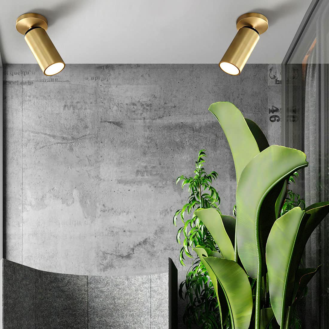 Projecteur Intérieur Extérieur, 7W Spot Led Plafonnier Moderne En Laiton Rotatif, Applique de Chambre À Coucher Avec 3 Températures de Couleur Réglables, Pas de Flicker, Spots Intérieurs, D 10
