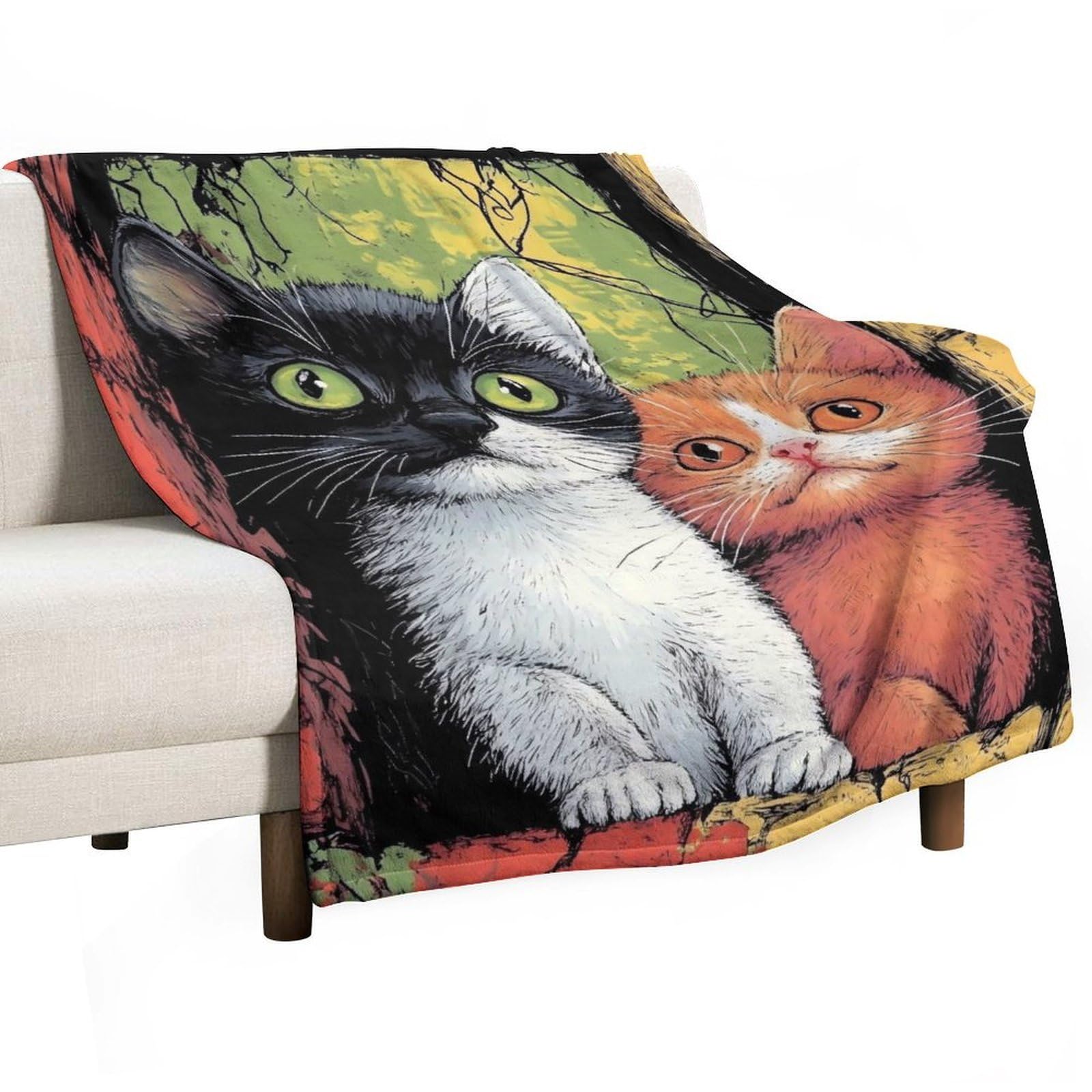 YHGSREUOH Funny Cat (4) Flannel Blankets Fleece Soft Throw Lightweight Plush Gifts for Couch, Bed, Cozy Sofa Plush, Chair, Lovers 130x175cm(50x70in)