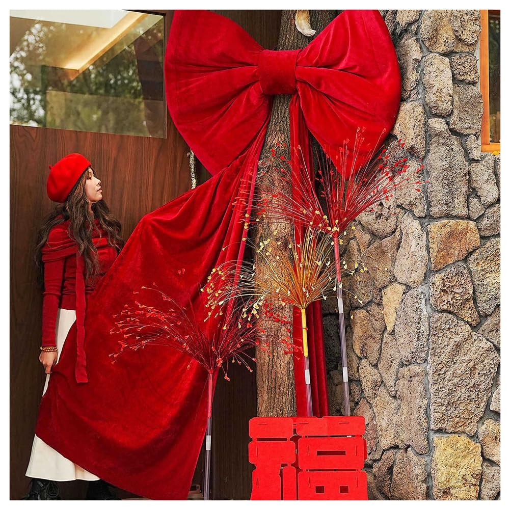 Extra Große Schleife Riesen Dekoschleife Rote Riesenschleife Weihnachten Samtschleifen DIY Deko Schleifen für Weihnachtsbaum Hochzeit Geburtstag Party Tür und Wand Auto Extra Groß Schleife Set