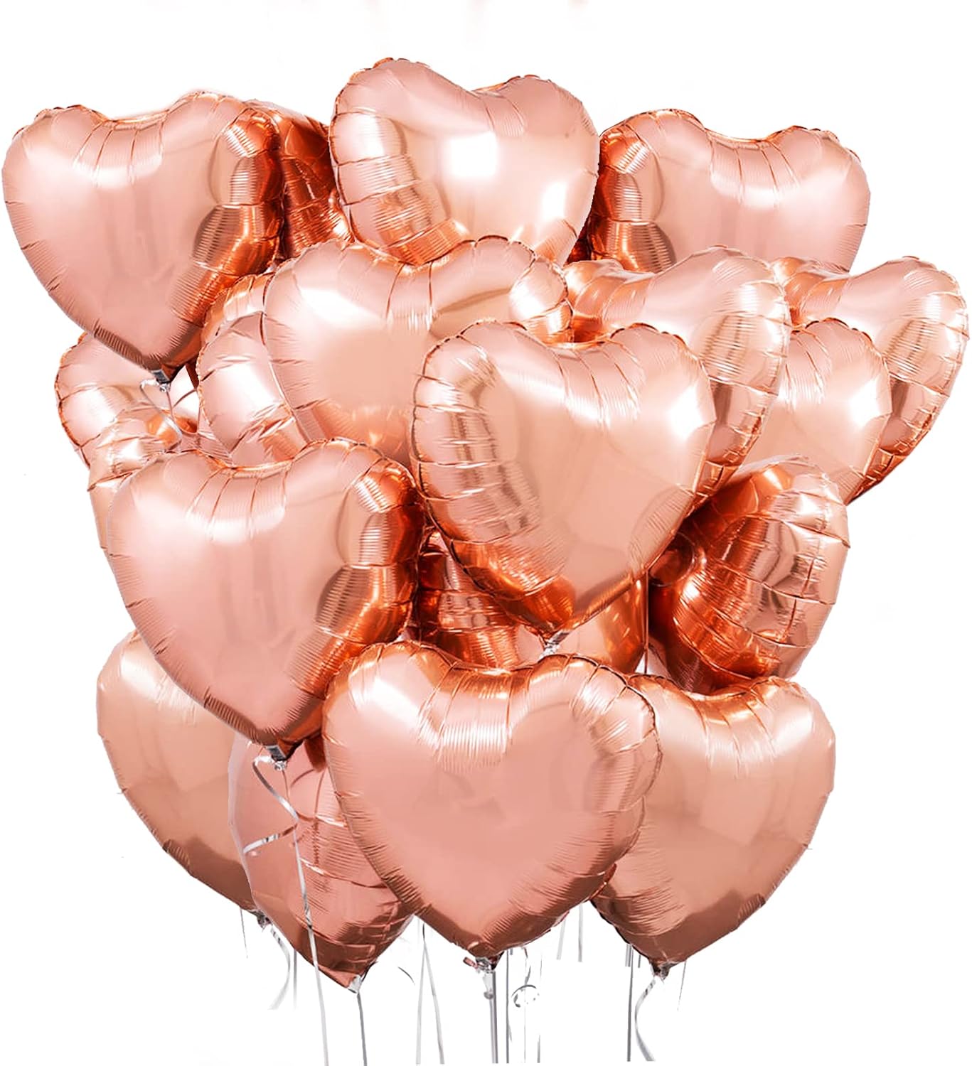 20 Pack Rose Gold Heart Balloons Foil Mylar Love Balloons 18 Inch for Wedding Decoration Party Balloons Birthday Engagement Anniversary