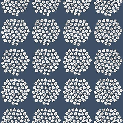 Amazon 壁紙 クロス 輸入壁紙 不織布 Marimekko マリメッコ Puketti プケッティ インディゴ 1ロール はがせる 壁紙 花柄 壁紙単品 Z3k 壁紙