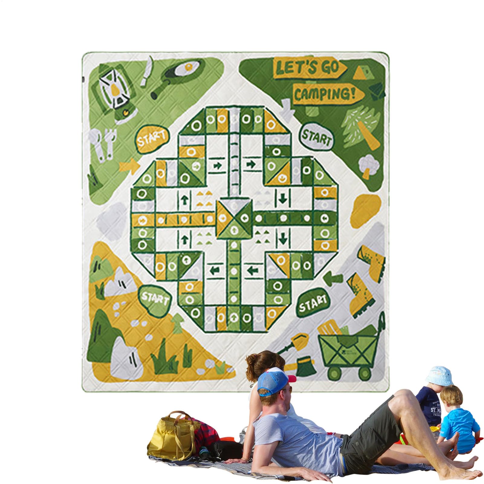 Generisch Tapis de pique-nique pour extérieur, pliable et lavable en machine, tapis de pique-nique design de terrain de , pour jardin, parc, camping, salon, pelouse, festival, prairie, stade