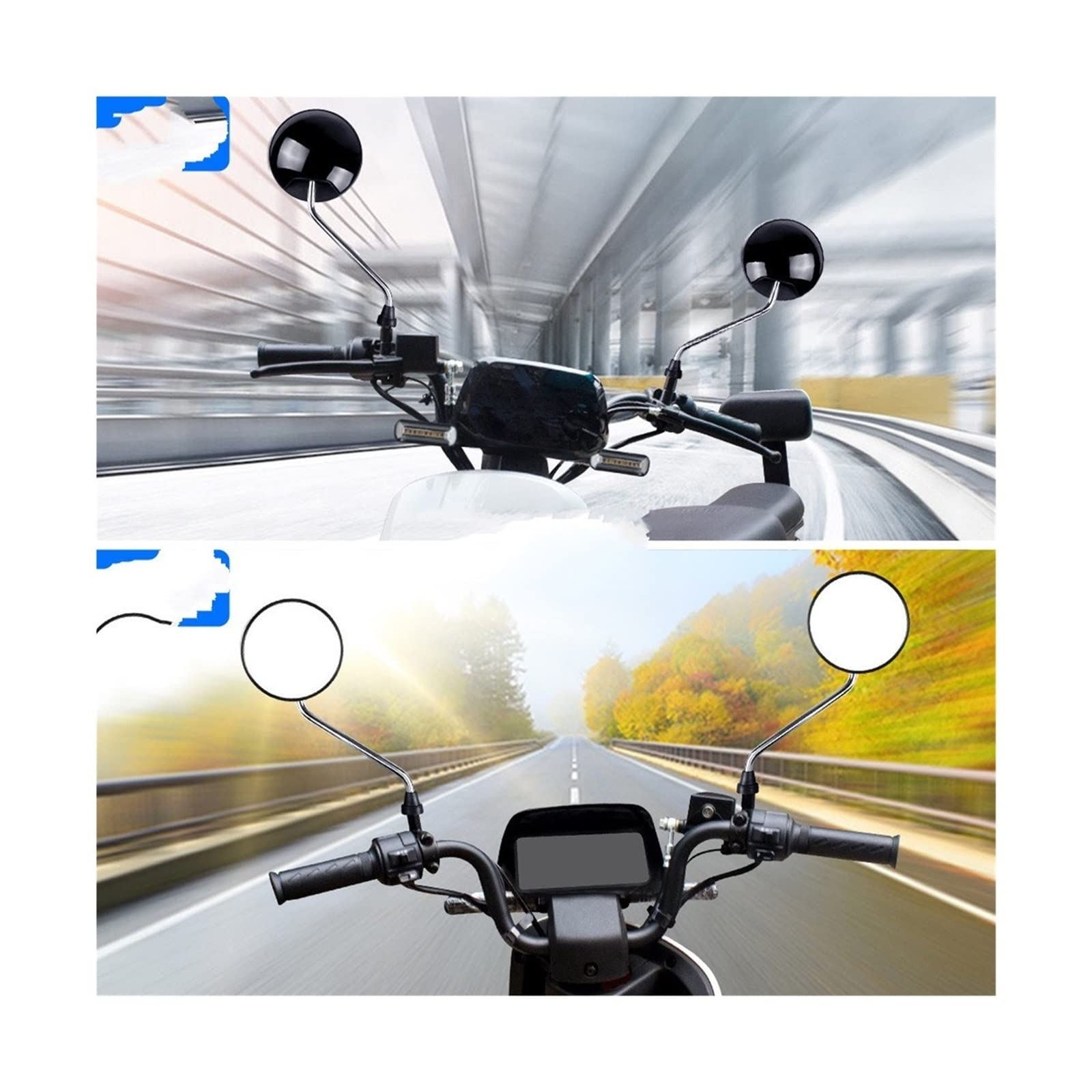 Rückspiegel, Verstellbarer Rückspiegel für Roller, EIN Paar Fahrradreflektoren, Rückspiegel für Elektrofahrräder, um 360 Grad drehbar, Konvexe Fahrradspiegel, Rückspiegel