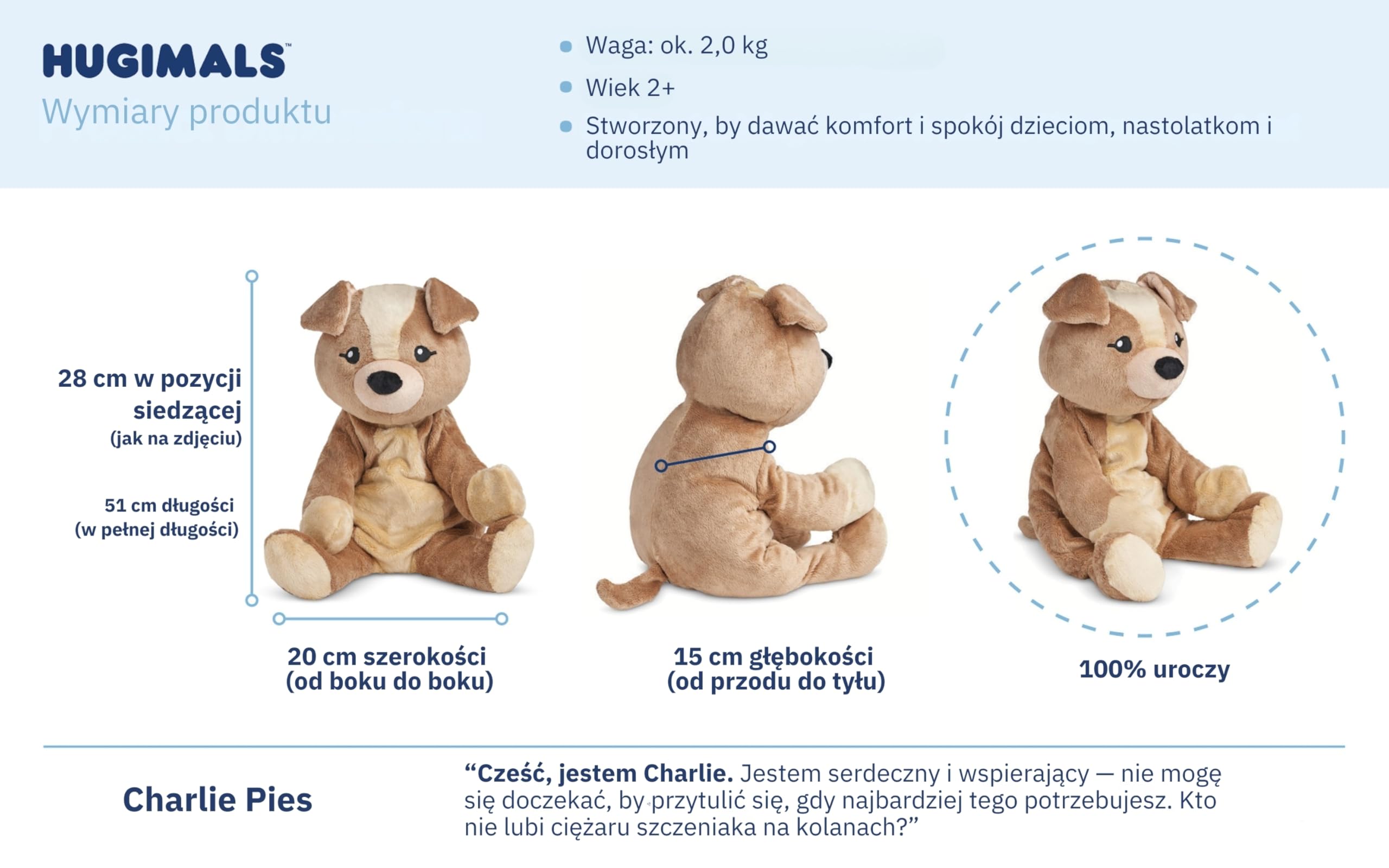 HUGIMALS Charlie The Puppy 4.5 lb Plush Stuffed Animal for Kids, Teens and Adults