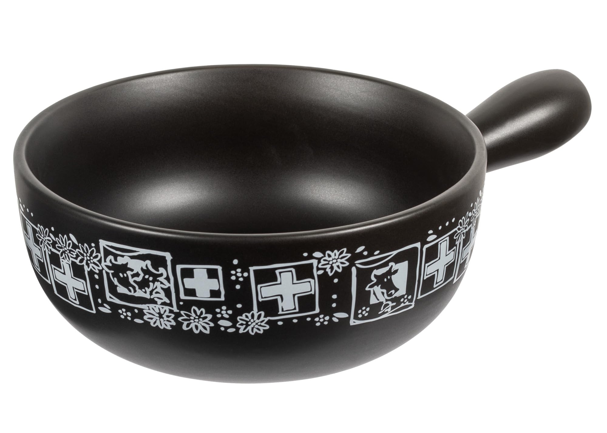 KUHN RIKON Set per fonduta di formaggio Suisse nero, Ø 23 cm, 2,6 litri, ideale per 4-6 persone per amici e familiari, il set contiene 6 forchette, un chicco e un bruciatore per pasta