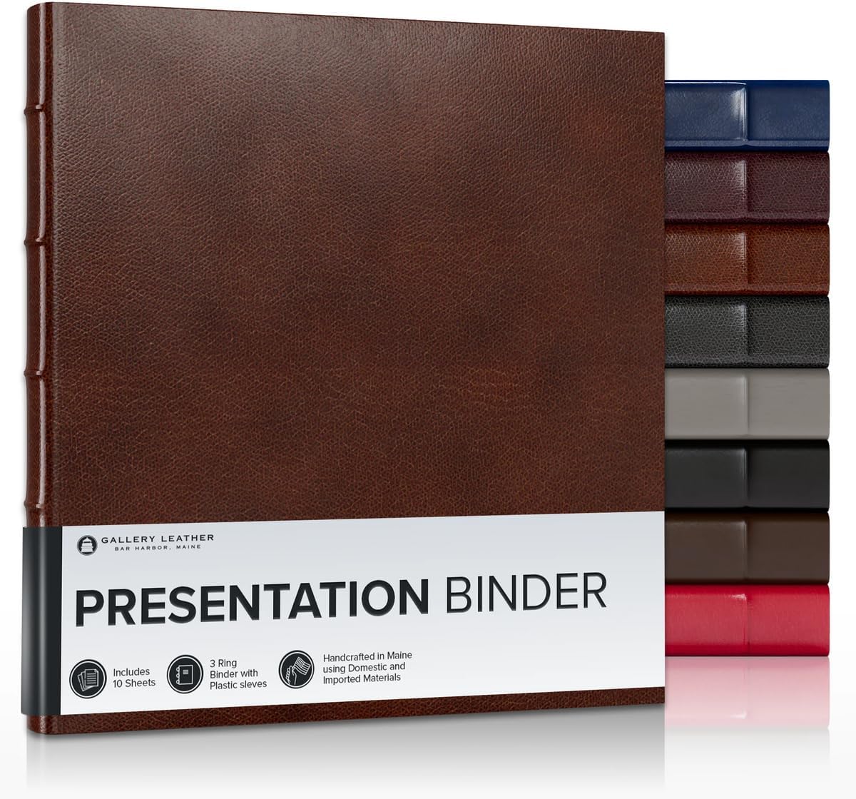 Gallery Leather Personalized 3 Ring Presentation Binder with Window, Plastic Sleeves and Hubbed Spine, Custom Binder Includes 10 Sheets, Sheet Size: 8.5" x 11", Thick: 1.25" Acadia Navy - US Air Force
