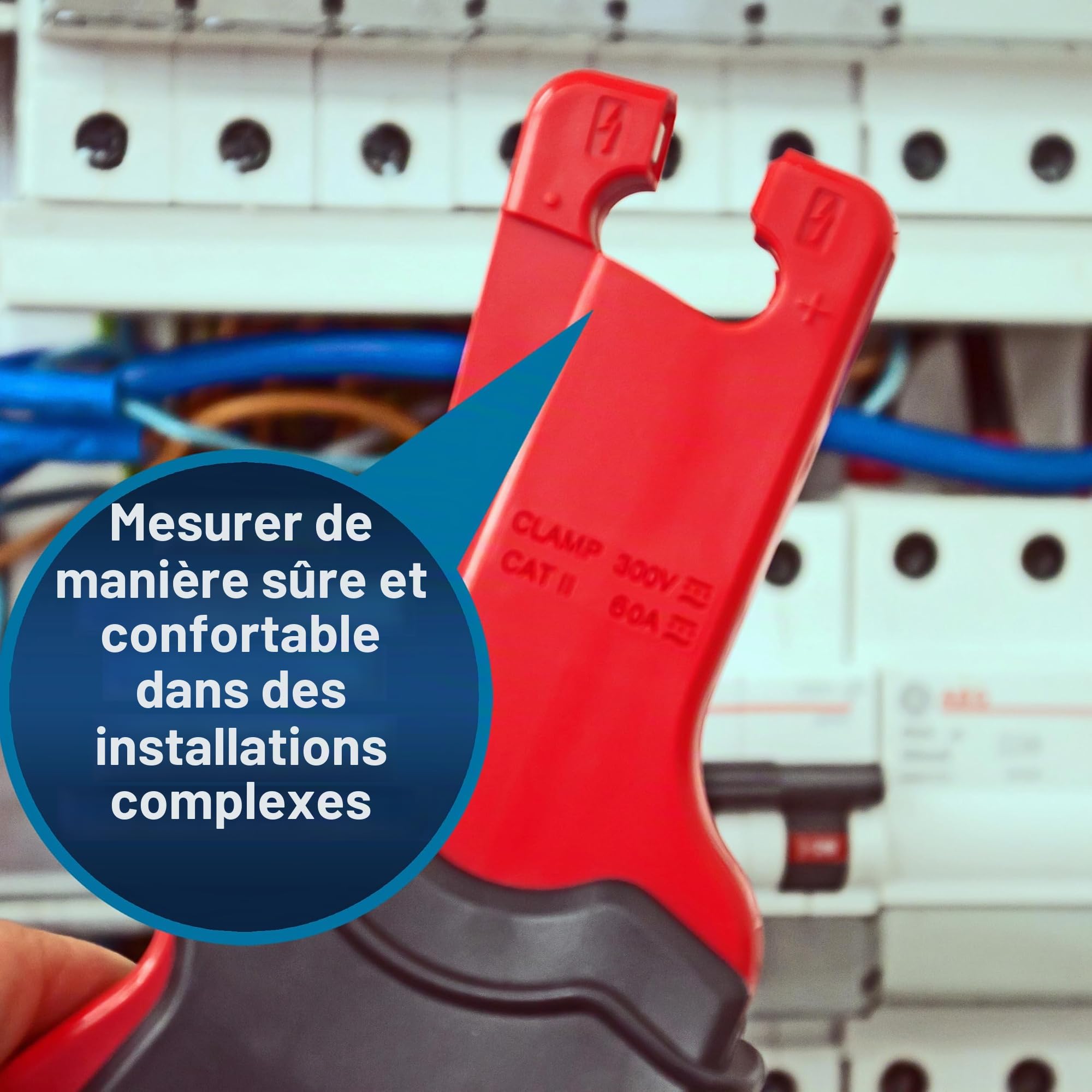 PeakTech P 4250 Adaptateur de pince de courant pour multimètre AC/DC avec fiches de 4 mm Réglage du zéro pour ampérométrie en courant continu