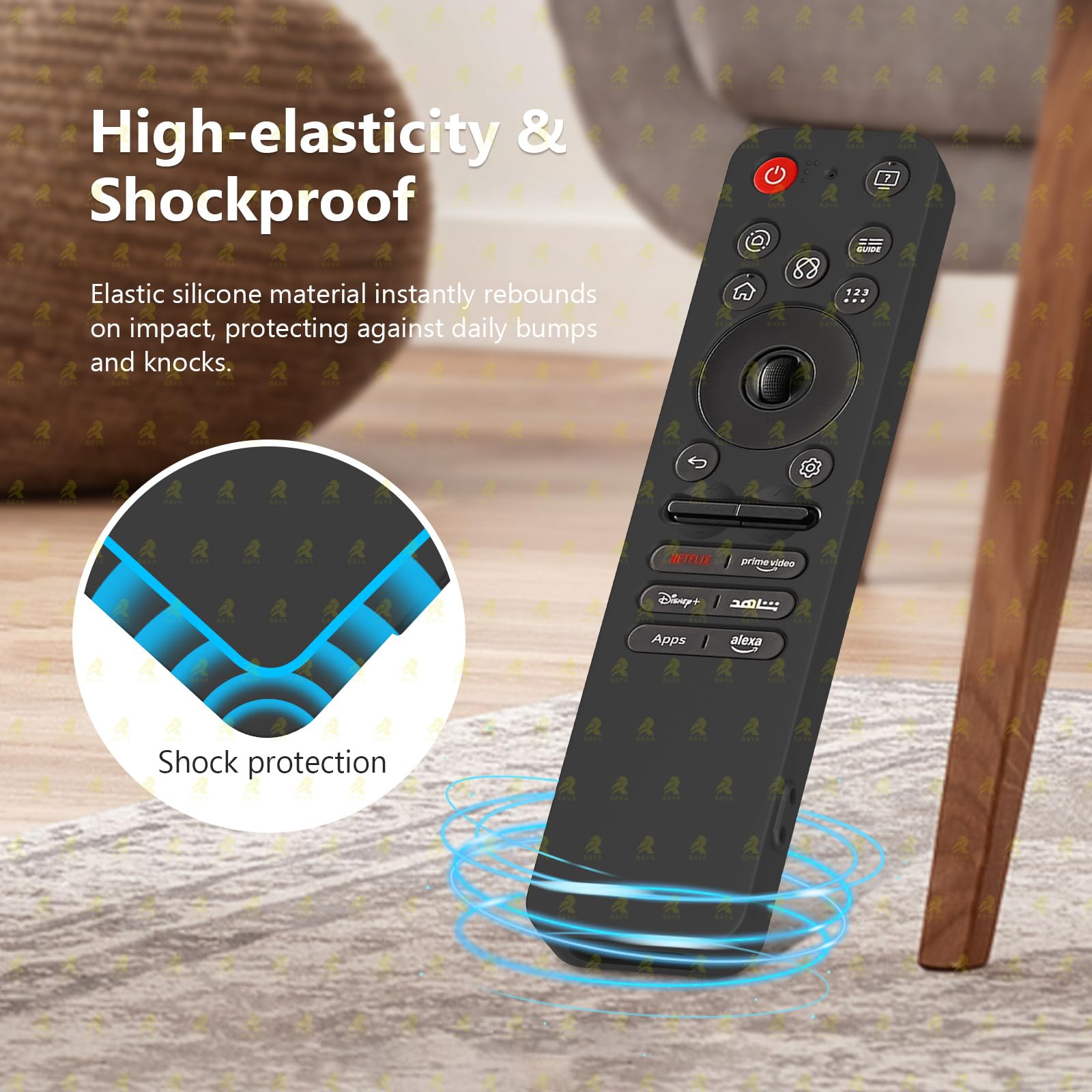 RAYA Silicone Remote Cover Compatible with 2025 LG AI TV QNED 8AA / 8CA Smart TV Remote Case with Lanyard (Black) — Amazon image 4