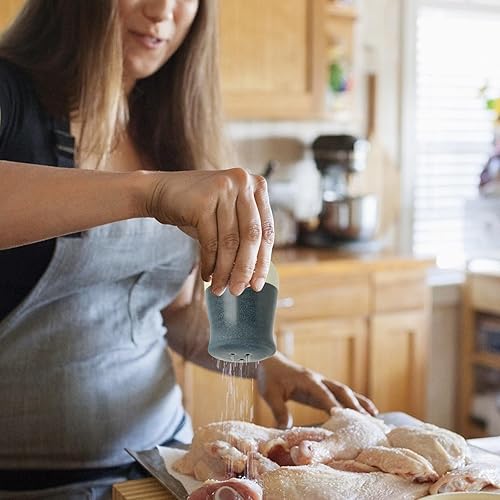 Miniatura 3 de Hasense Juego de salero y pimentero, coctelera de cerámica para cocina, contenedor de sal de retazos de color, perfecto para cocinar, comedor,