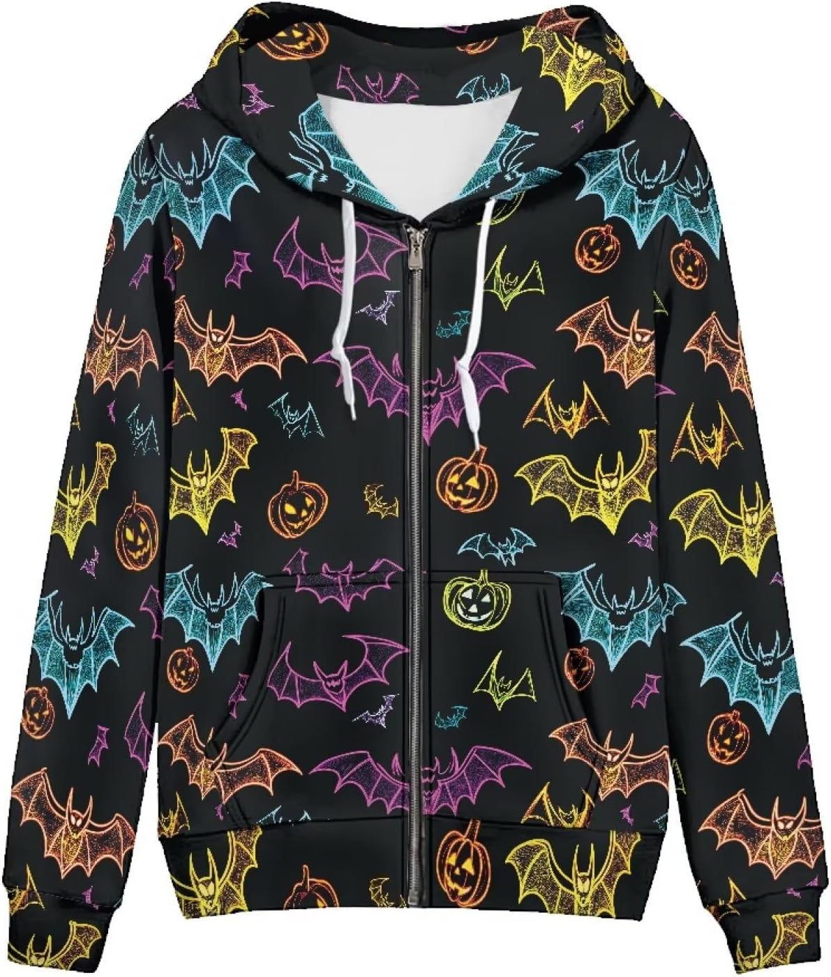 Amzbeauty Long Sleeve Hoodies For Women Zip Up Cute Printed Casual Drawstring Hooded Sweatshirts