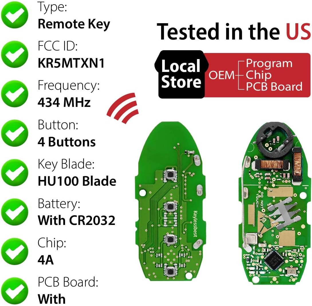 Replacement for Mitsubishi Outlander Key Fob Remote Control 2021 2022 2023 2024 4 Buttons 434MHz KR5MTXN1,Black