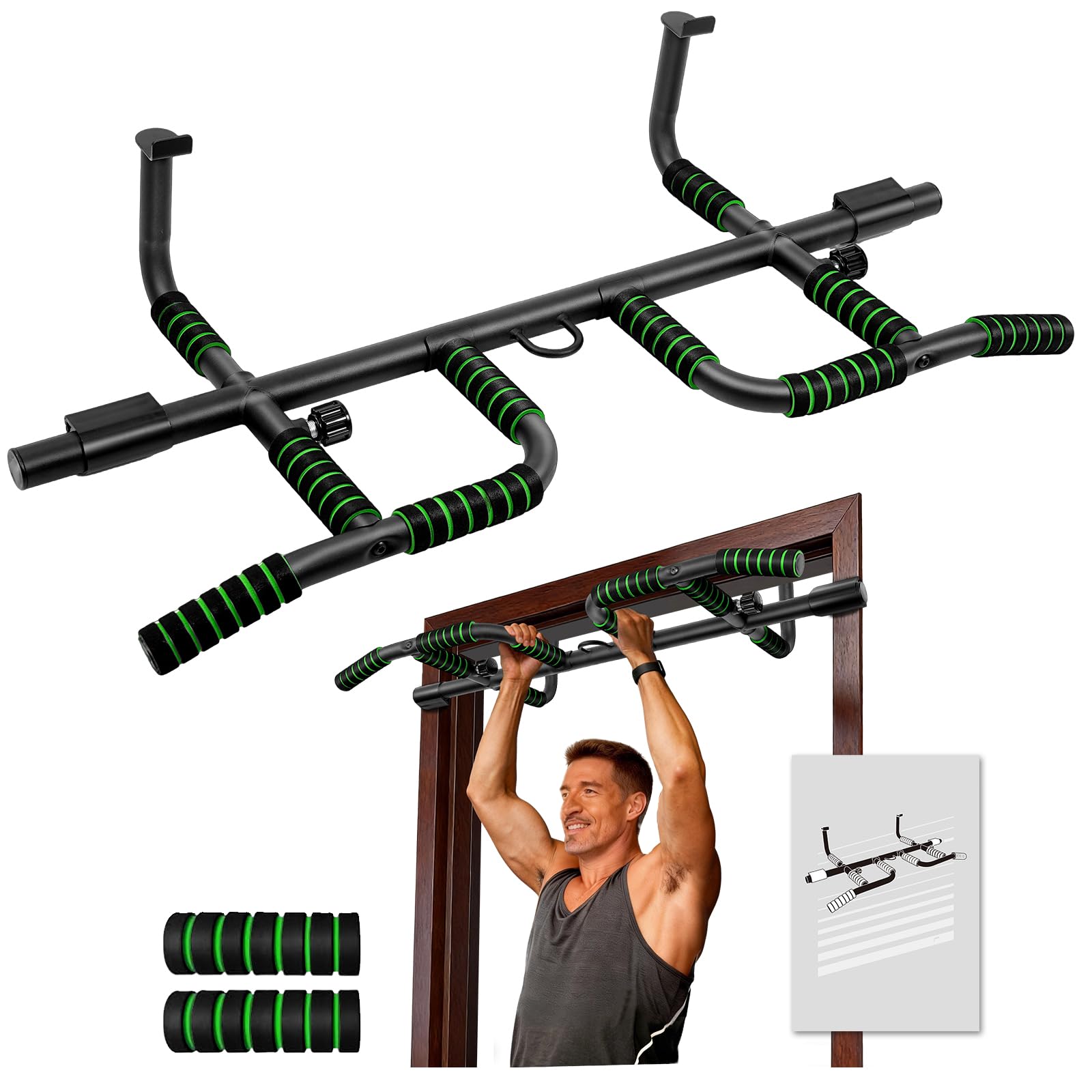 VBSD Upgrade Pull Up Bar for Doorway with Ergonomic Grip Upto 440 Lbs Capacity No Screws Pullup Bar