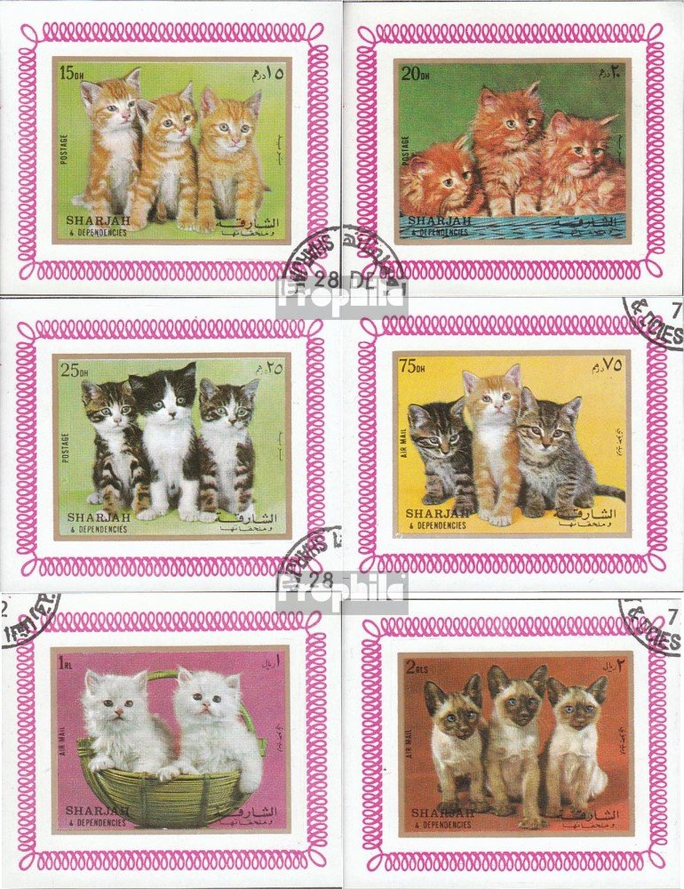 Sharjah 1386-1391 Feuille Miniature (complète. Edition.) oblitéré 1972 Chaton (Timbres pour Les collectionneurs) Chats/grands félins (Lions/Tigres/ léopards Sharjah 1386-1391 Feuille Miniature (complète. Edition.) oblitéré 1972 Chaton (Timbres pour Les collectionneurs) Chats/grands félins (Lions/Tigres/ léopards