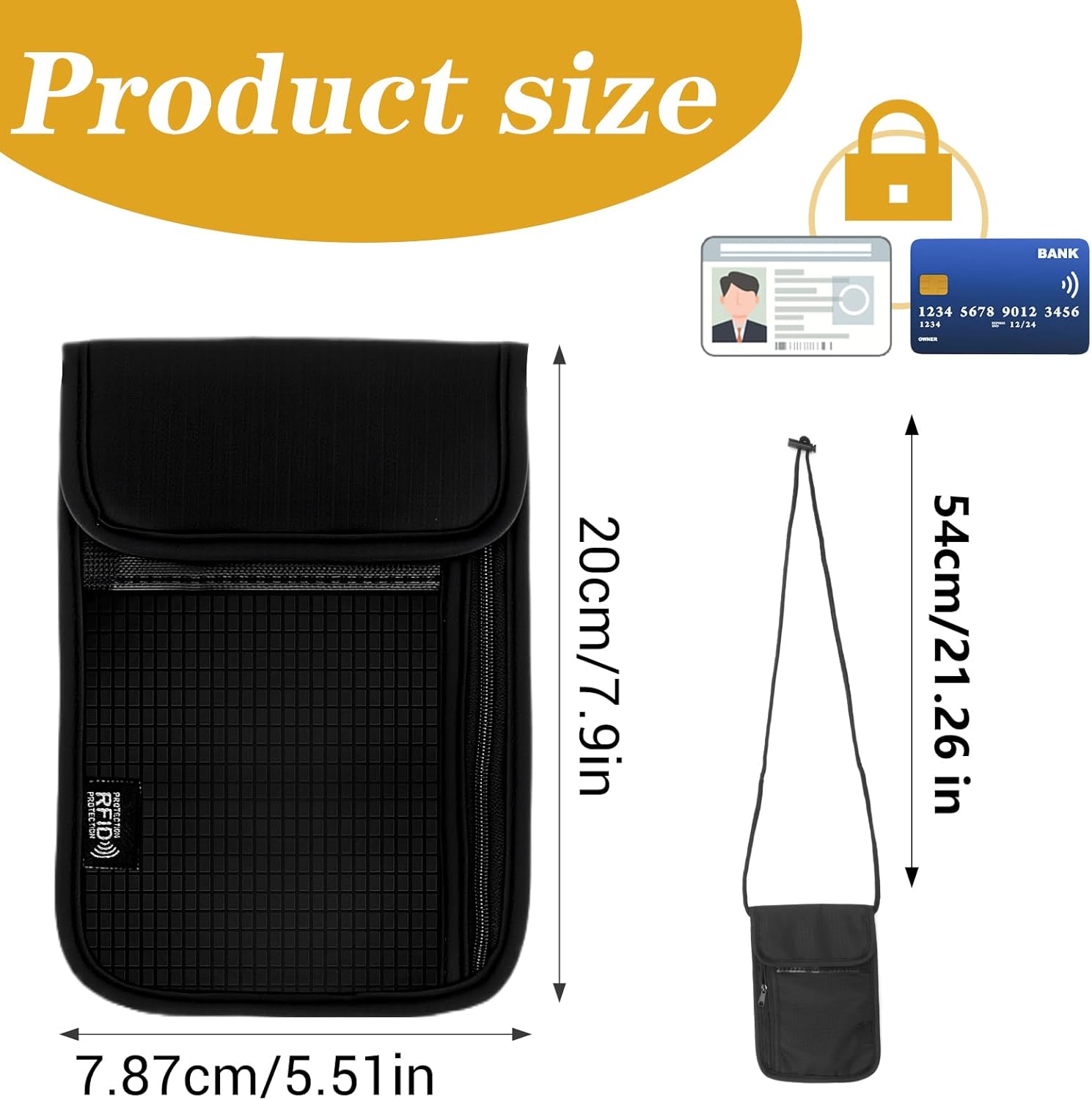 Neck Wallet and Passport Holder,7.87 X 5.51 In Waterproof Neck Pouch Travel Necks Wallet, Adjustable Shoulder Strap, Portable Passports Pouch,for Passports, ID Cards,Cash, Mobile Phones - Image 2