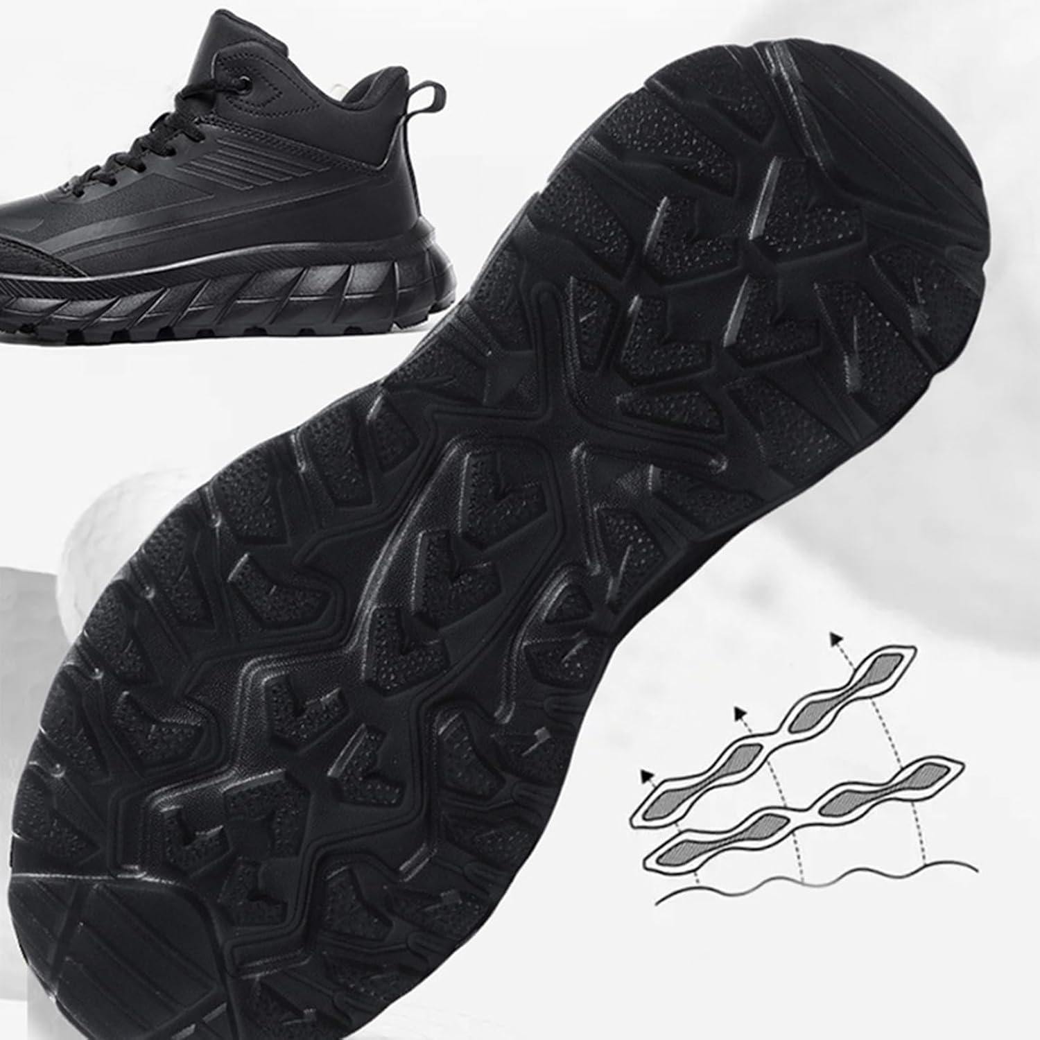 [JUI3N] スニーカー スノーブーツ メンズ 雪靴 裏ボア ショートブーツ スノーシューズ 防寒靴 防滑 保温 ウィンターブーツ