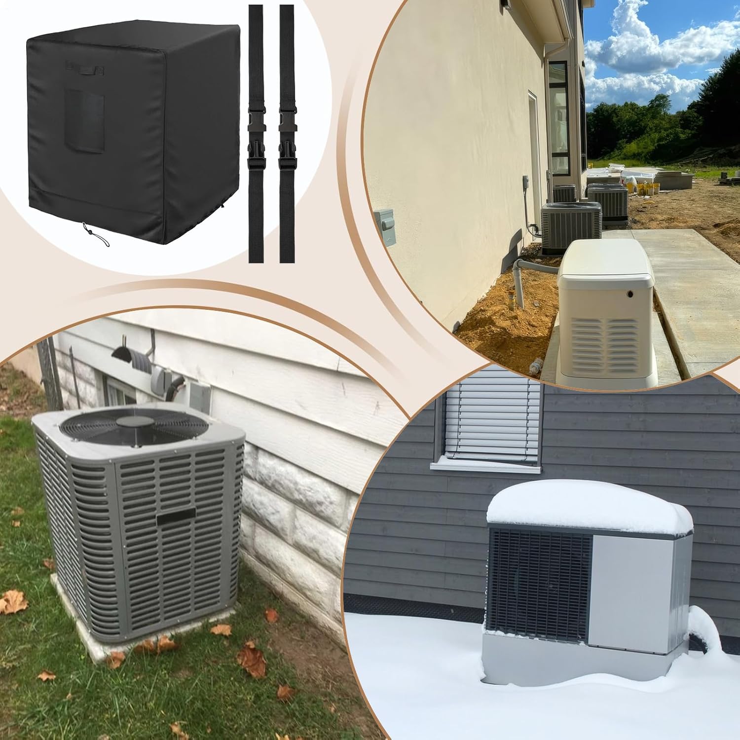 Ac Unit Cover, Waterproof Foldable Protection, Cover with All Weather Design, Ac Shield with Leaf Guard, Unit Shield, Outdoor Accessory for Home Dorm Hotel Apartment
