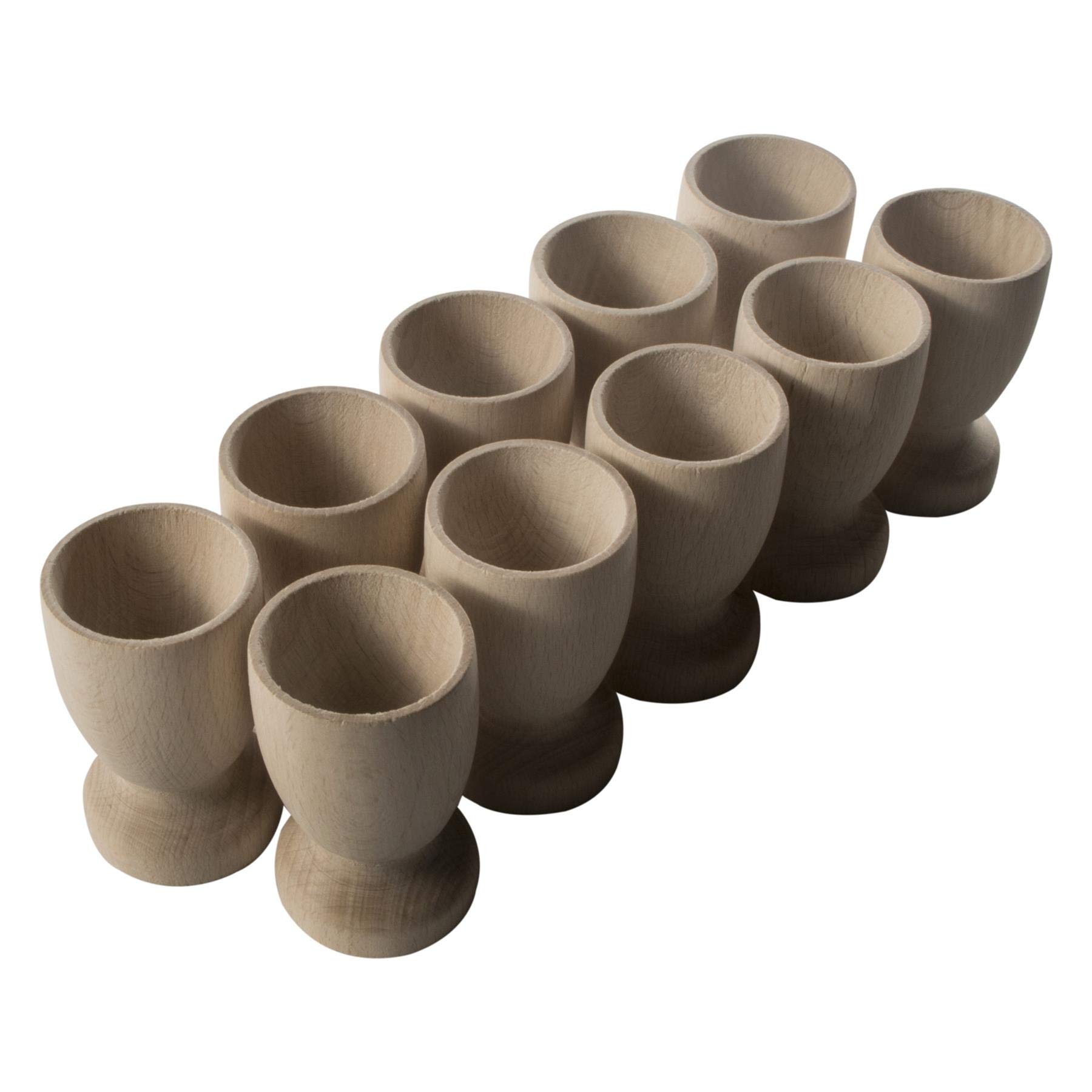 Woodeedoo Set (50) Wooden Egg Cups Large 70 X 42 Mm Plain Beechwood | Natural Wood Breakfast Egg Stands Holder
