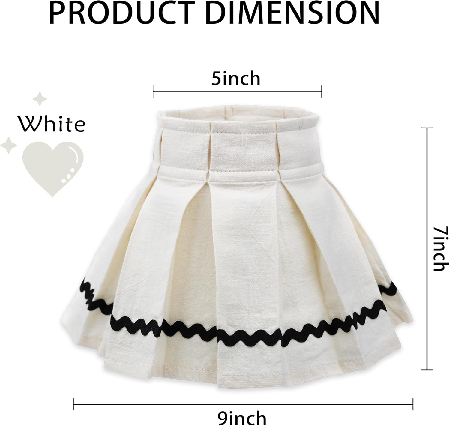 Pleated Fabric Lamp Shade with Bulb Clip Adapter, Detachable & Washable Cotton Lampshade for Table Lamps & Floor Light, Small/Medium for Farmhouse, French Country Decor (5"x9"x7", White)