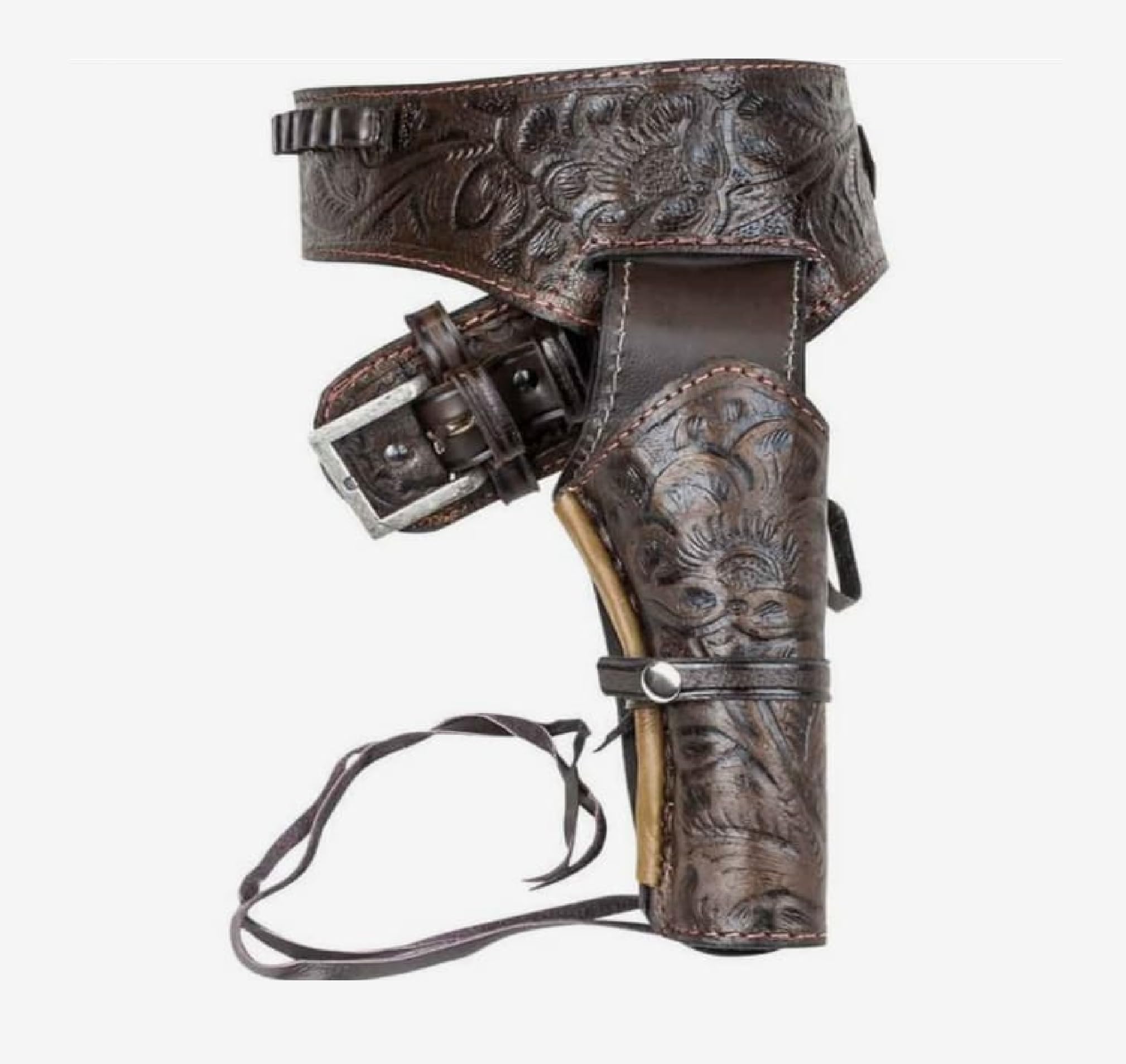 Cowboy Cartridge Belt with Holster Ammo Loops Gun Holder .22 .32. (Brown Right & Left Hand, Size 1 (30' to 32