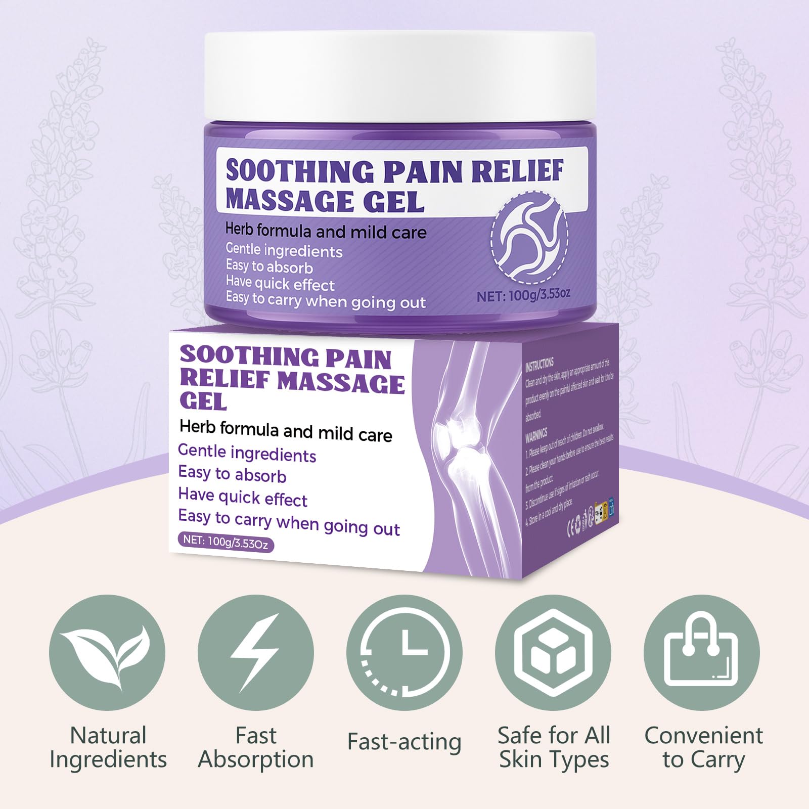 Soothing Massage Gel (100g) - Joint Relief Purple Gel, Natural Ingredients Soothing Relief Cream, Fast-Absorbing Jointgel Cream for Soothing Joint, Shoulder, Knee, Back, Lumbar & Muscle Stiffness — Amazon image 2