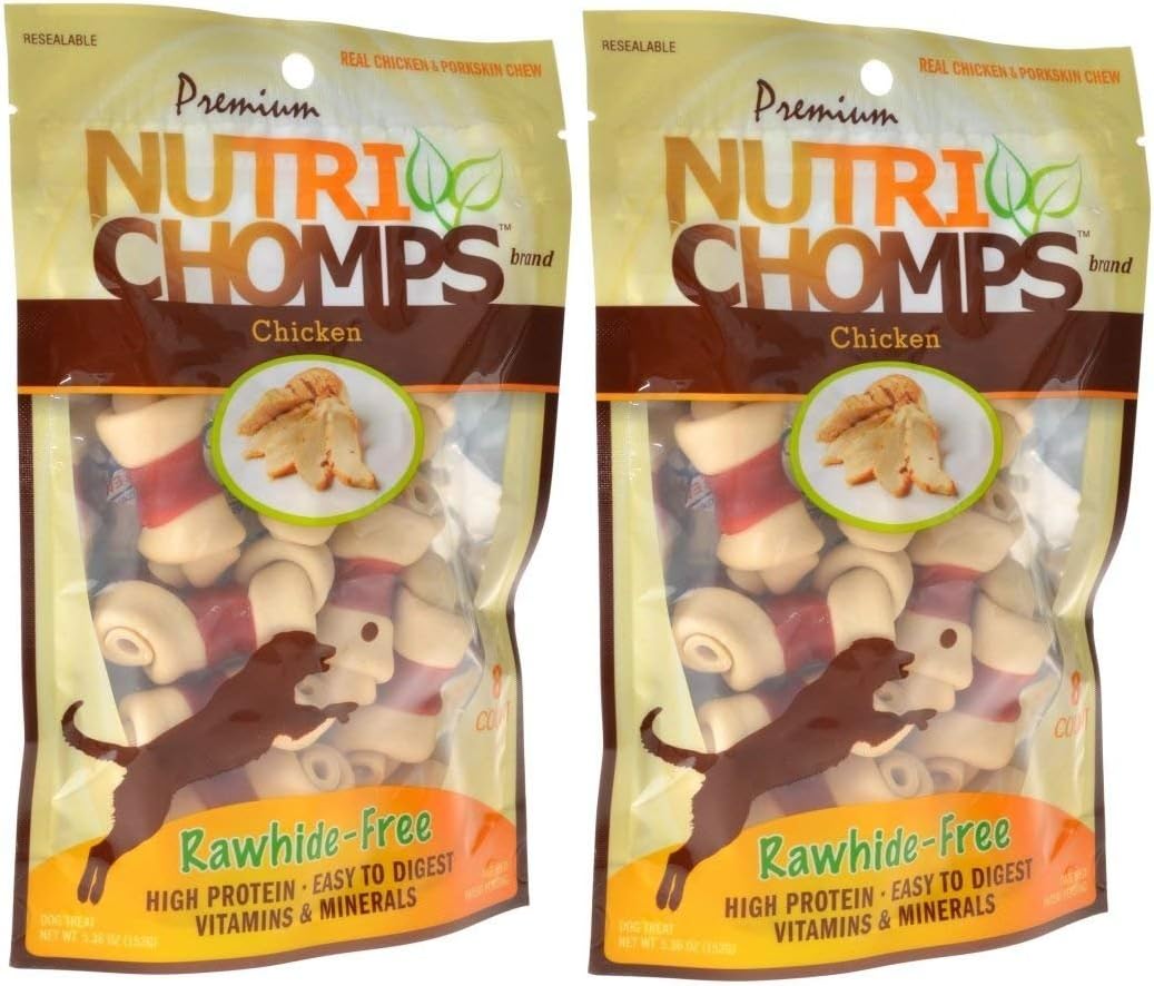 Nutri Chomps Mini Chicken Wrapped Knot Dog Chew, 16 Count