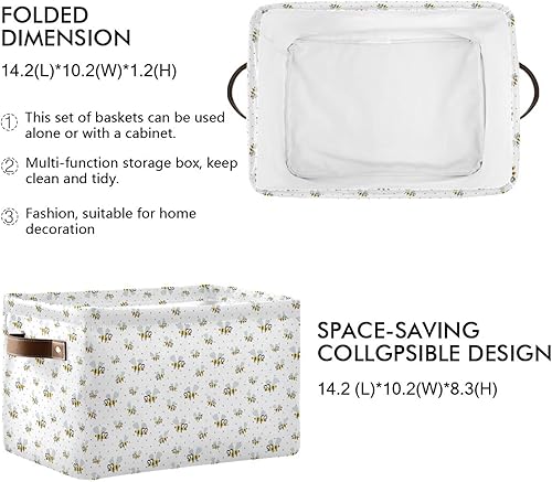 Miniatura 3 de FRODOTGV Lindas canastas de almacenamiento plegables e impermeables de tela duradera con asa resistente, 18 cuartos de galón para almacenar estantes