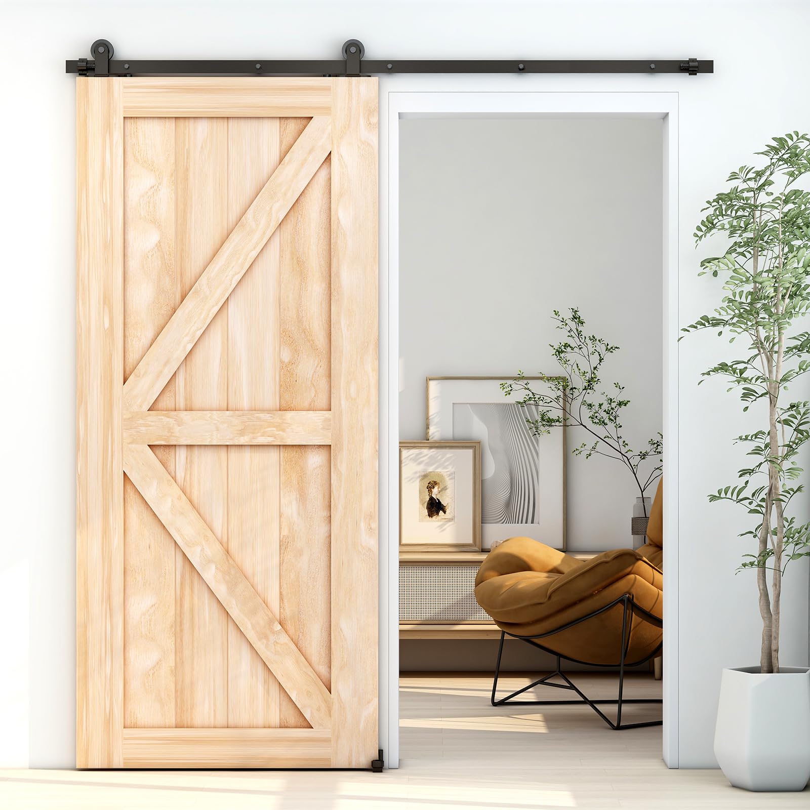 173 cm (5,5 pieds) Ferrure pour porte coulissante Kit d'accessoires pour portes coulissantes, contient un guide de sol réglable
