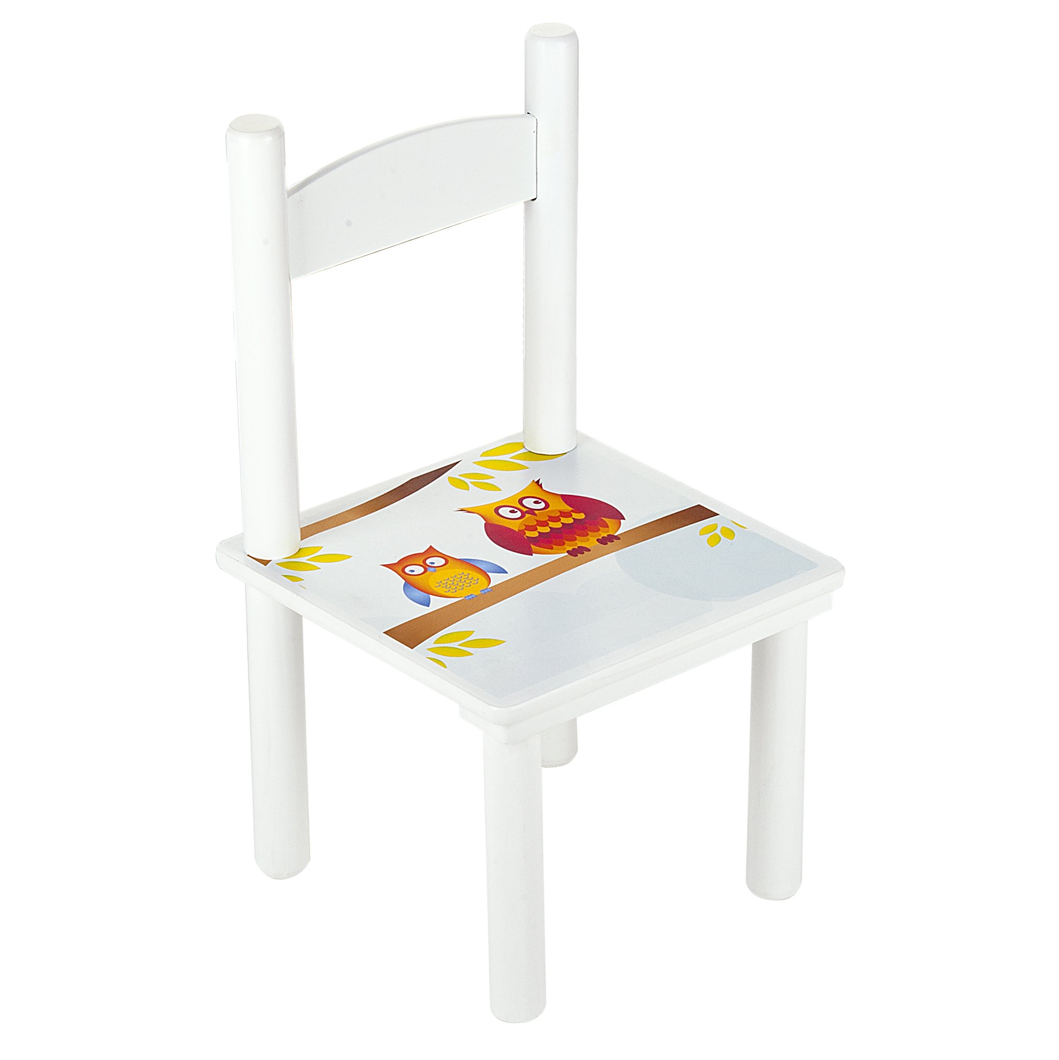 Leomark tavolo e 2 sedie in legno, tavolino set da cameretta per bambini, gioco di gruppo in classe, mobili per bambini, stanza dei bambini mobili alta qualità stabile, tema: GUFI