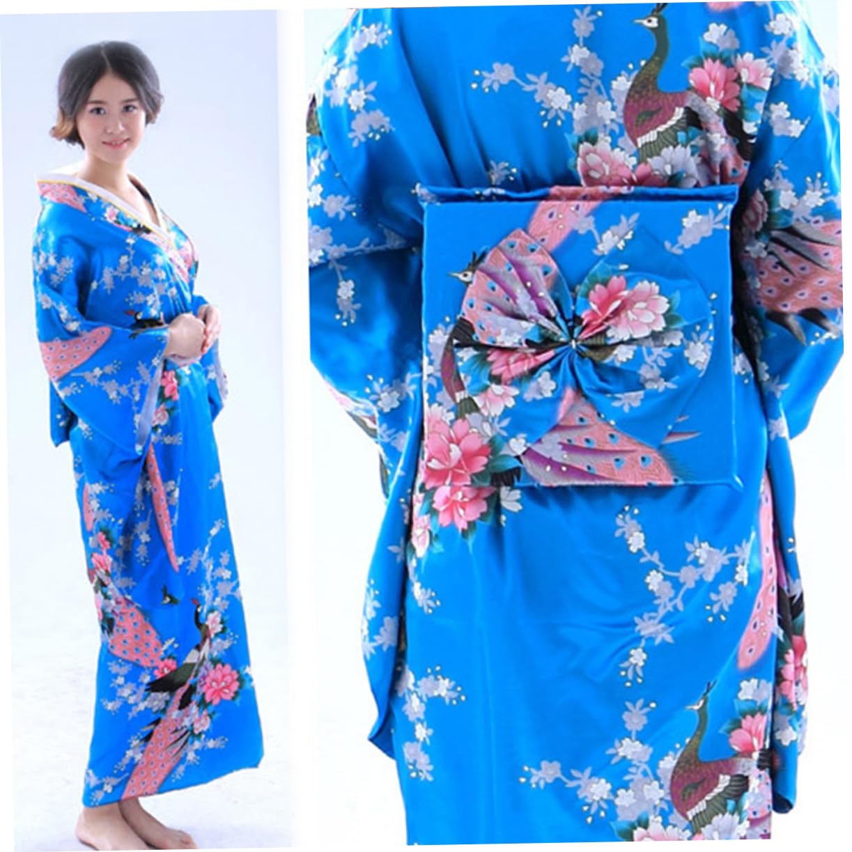 VANZACK Kimono Traditionnel Rouge pour Femme Robe de Bain Soie Synthétique Peignoir pour Nuit Fête et Unique Xl