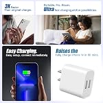 USB Chargeur mural,paquet de 4 2.1A 5V Adaptateur de prise de port double pour bloc de charge de sortie de mur, USB Adaptateur d'alimentation pour iPhone 14/13/12/11 Pro/Pro Max, XS/XR/X,Galaxy, Pixel, Moto et téléphones Android