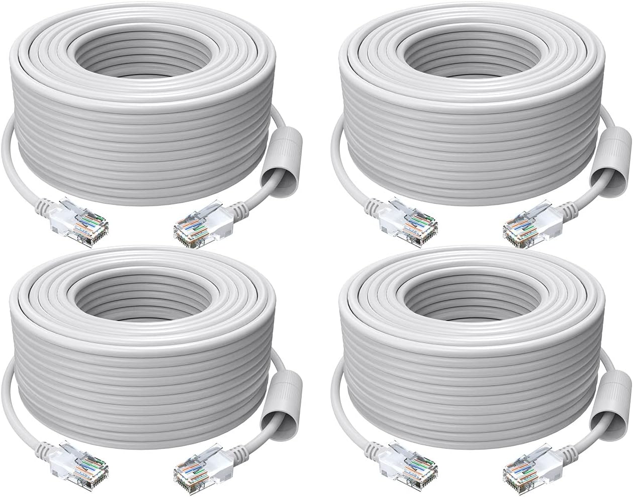 ZOSI 4pack Cat5e Ethernet Network Cable 150 Feet High Speed Network RJ45 Wire Cord for POE Security Cameras, PoE Switch, Internet Router, Laptop, Computer, IP Cameras