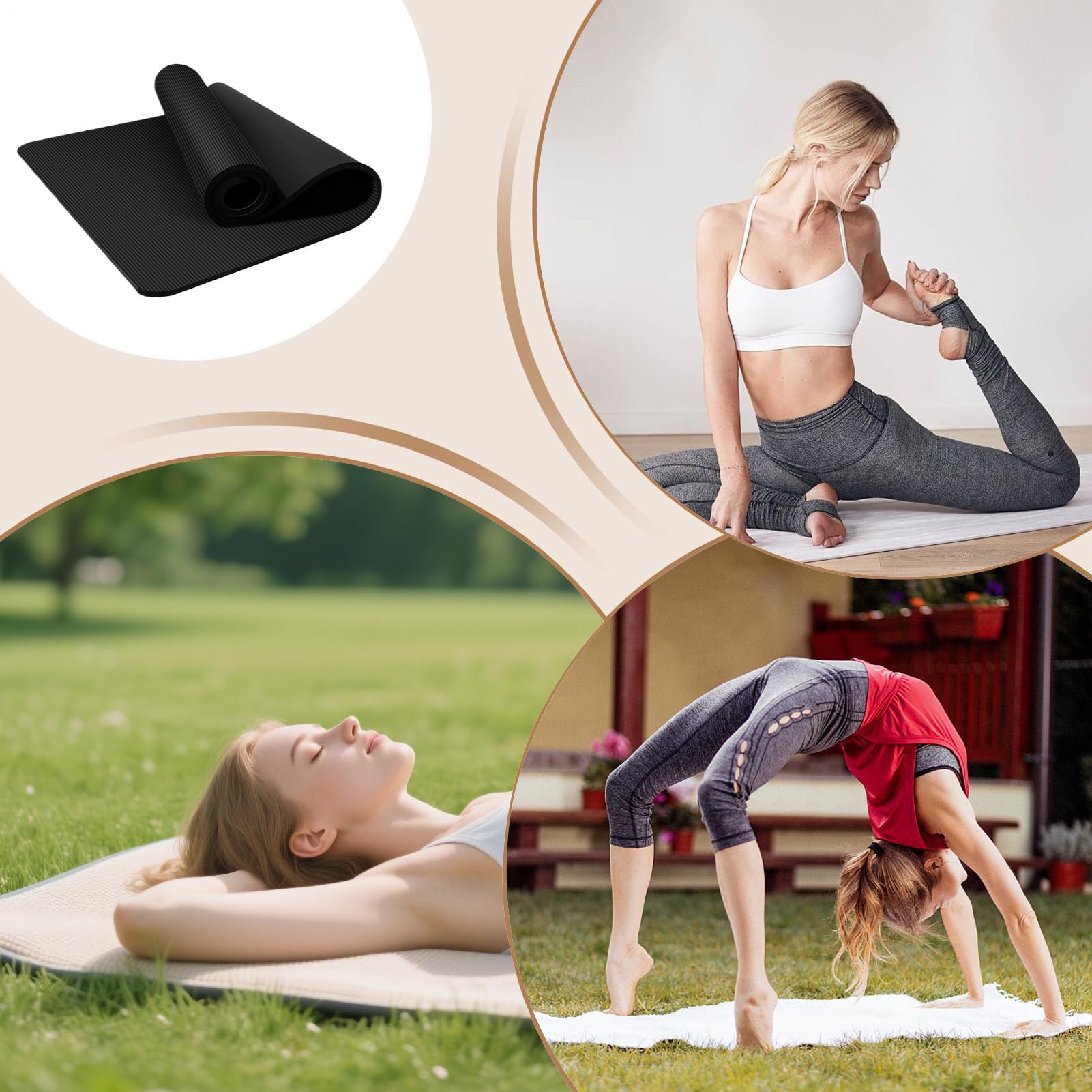 Matera Yoga Esercizio-Pad di allenamento senza slittamento 72x24x1in tappetino per esercizi confortevole con cinghia, attrezzature per pavimento morbido cuscino | Attrezzature per il fitness a casa