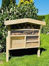 XL Wooden Insect Hotel for Wild Bees with Nesting Aid I Insectarium with Wooden Planter and Stand 76 x 56 x 18 cm (HxWxD) I Weatherproof I Beehive
