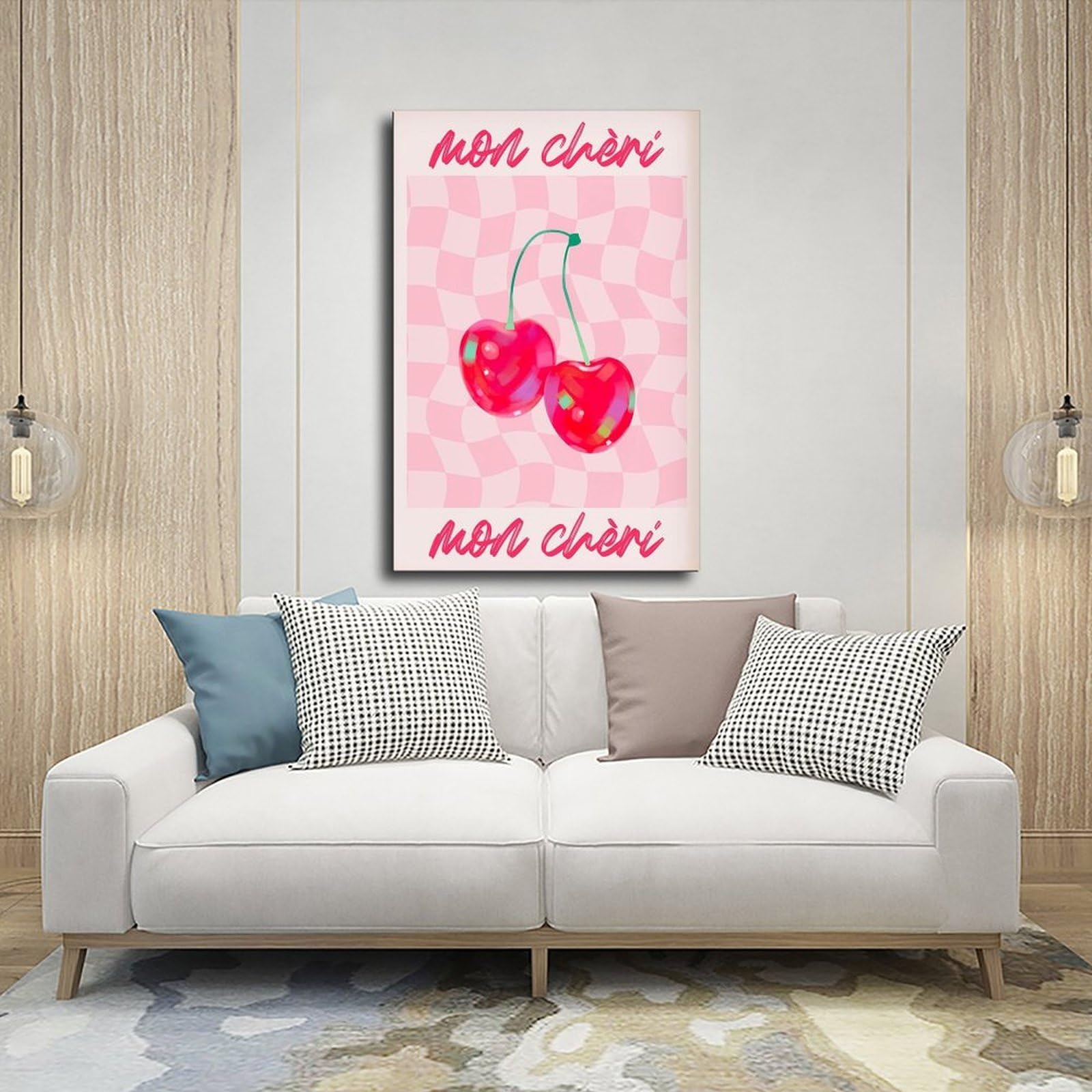 ACFTAIN Mon Chèri Leinwandposter mit Obstküche, moderner böhmischer Stil, leuchtend rote Kirschen, modernes Poster, Wandkunstdrucke, Gemälde, Wohnzimmer, Schlafzimmer, Dekoration, 60 x 90 cm