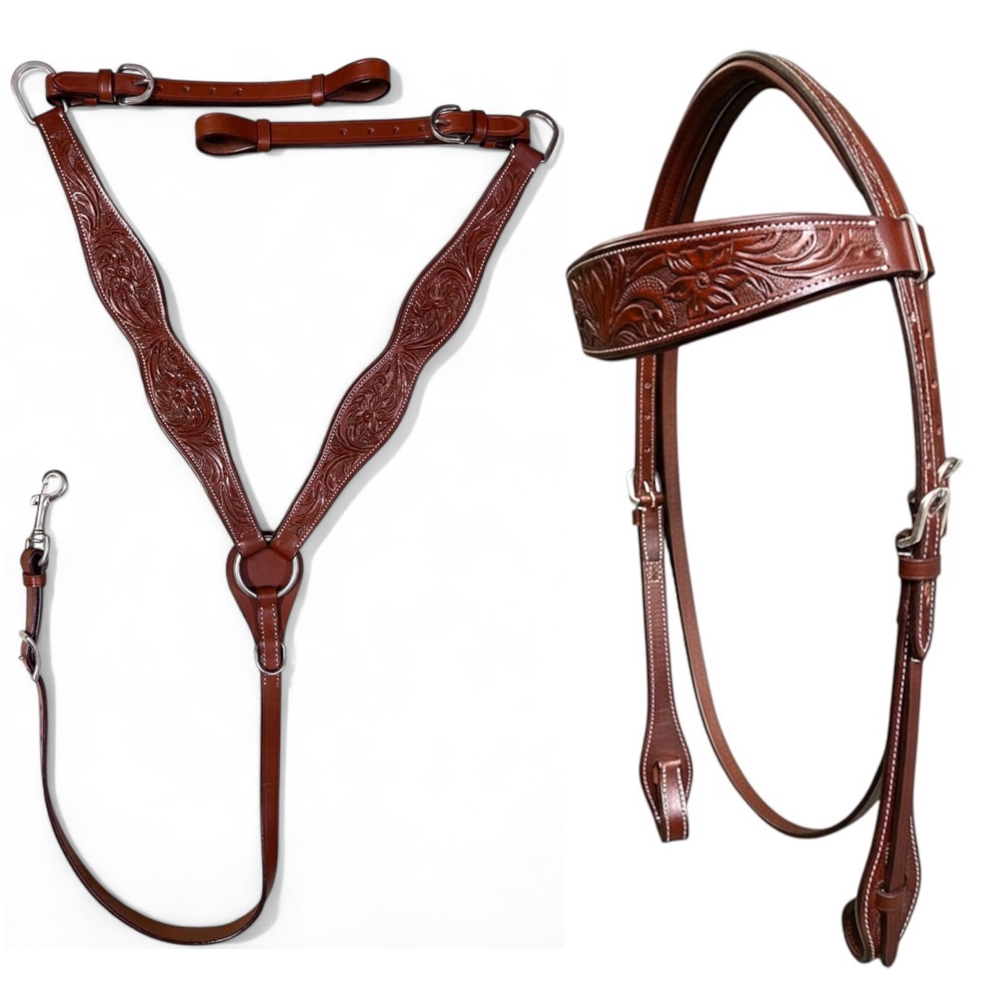 Majestic Ally Leder-Pferdezaumzeug, Schnellwechsel-Design, gepolstert, Stirnband, Halfter und Brusthalsband