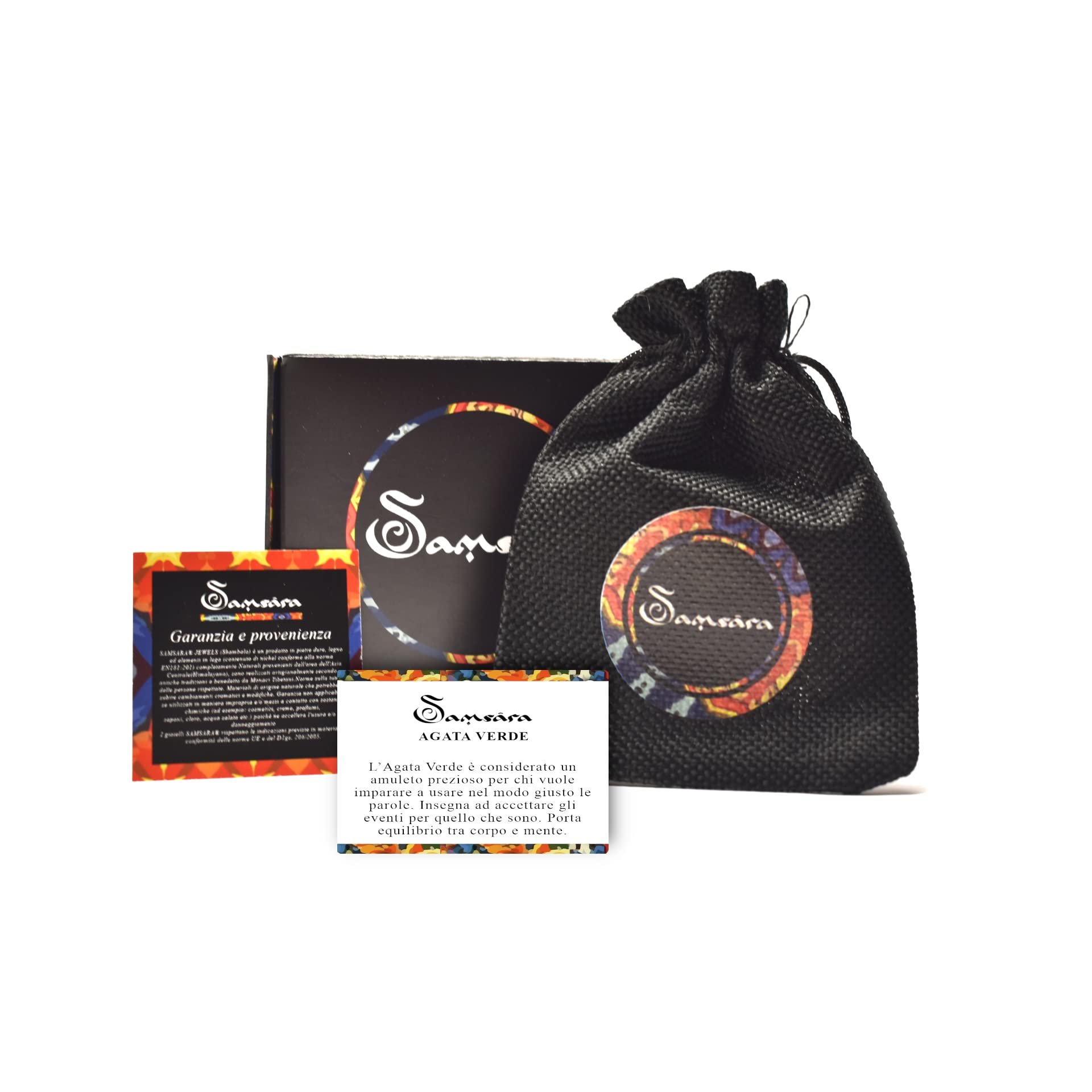 Samsara Bracciale Tibetano Buddista in Ambra - Bracciale Terapeutico e Spirituale Benessere Mente e Corpo - Filo in cotone cerato