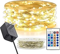 Vista 13 de RUICHEN Guirnalda de luces de hadas regulables de color blanco cálido, súper larga de 165 pies, 500 luces LED con control remoto, luces