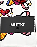 Vista 2 de BRITTO Romero - Toalla de playa y piscina de algodón, 39 x 67 pulgadas, corazones voladores (blanco)