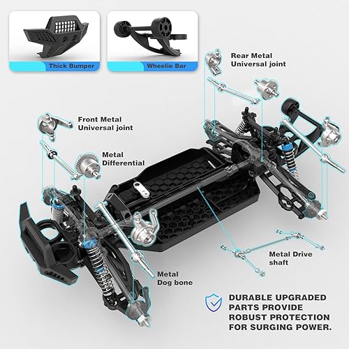 Miniatura 4 de Hosim Autos RC 110 para adultos 62+KMH, auto de control remoto sin escobillas rápido, 2S Bettery RC Monster Trucks 4X4 impermeable batería