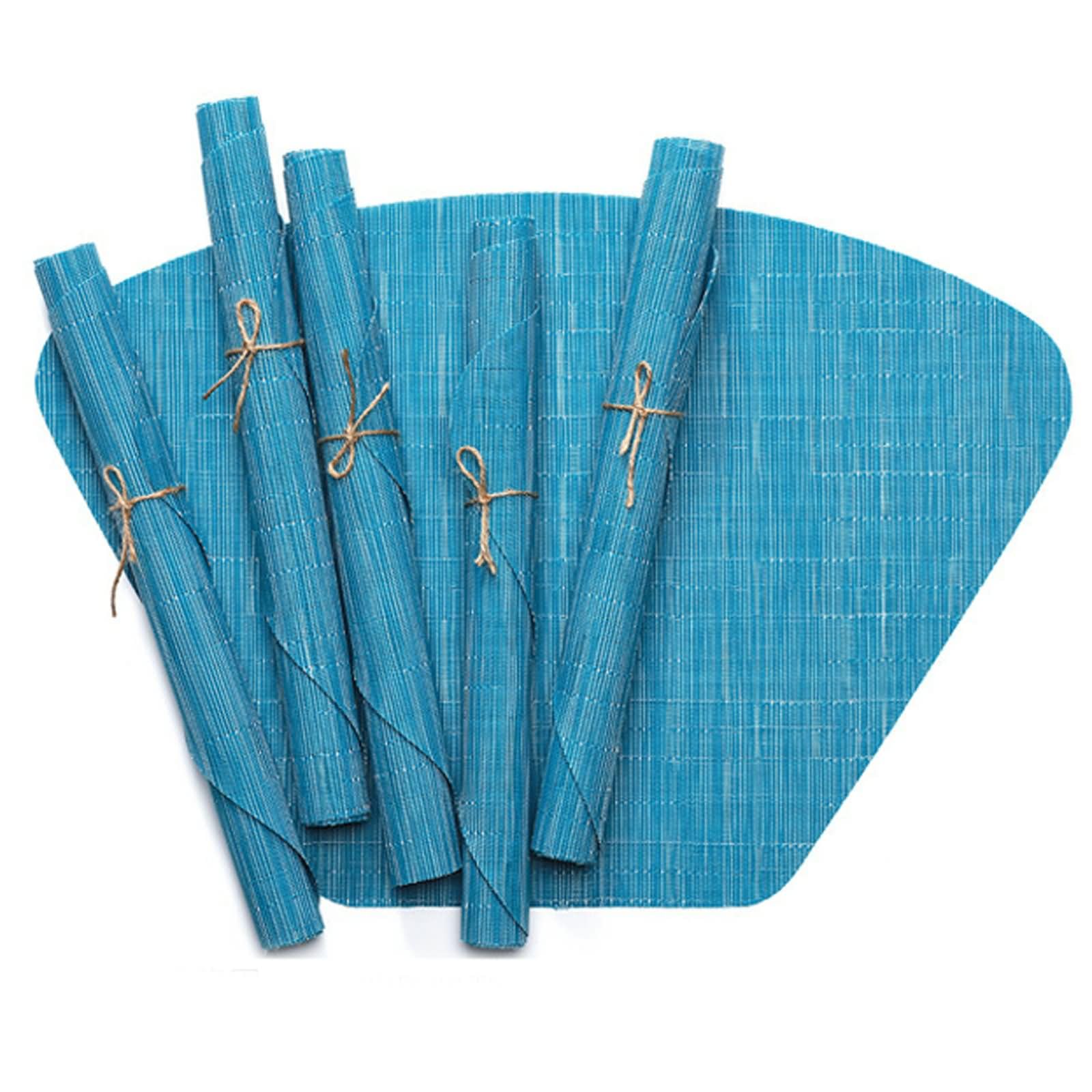 Platzsets 6 Stück, 48 x 33 cm Blau Tischset rutschfest Sektorform 70% Vinyl+30% Polyester, Einfarbig mit Sektor