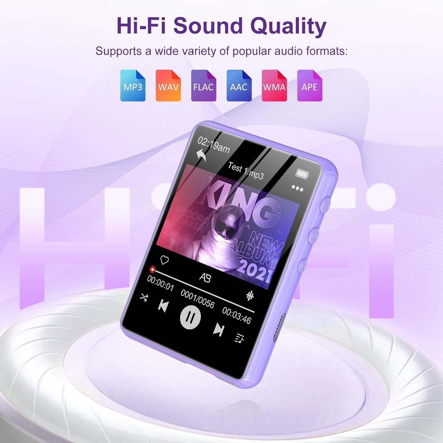 MP3 Player With Bluetooth 5.3, ZAQE 2.4 Inch Full Touchscreen Portable - View #2