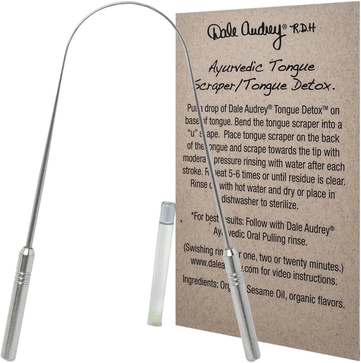 Dale Audrey Tongue Scraper for Adults | Professional Flexible Metal Tongue Brush for Oral Care | Stainless Steel Tongue Cleaner, Help Fight Bad Breath, Easy to Use, Fresh Breath